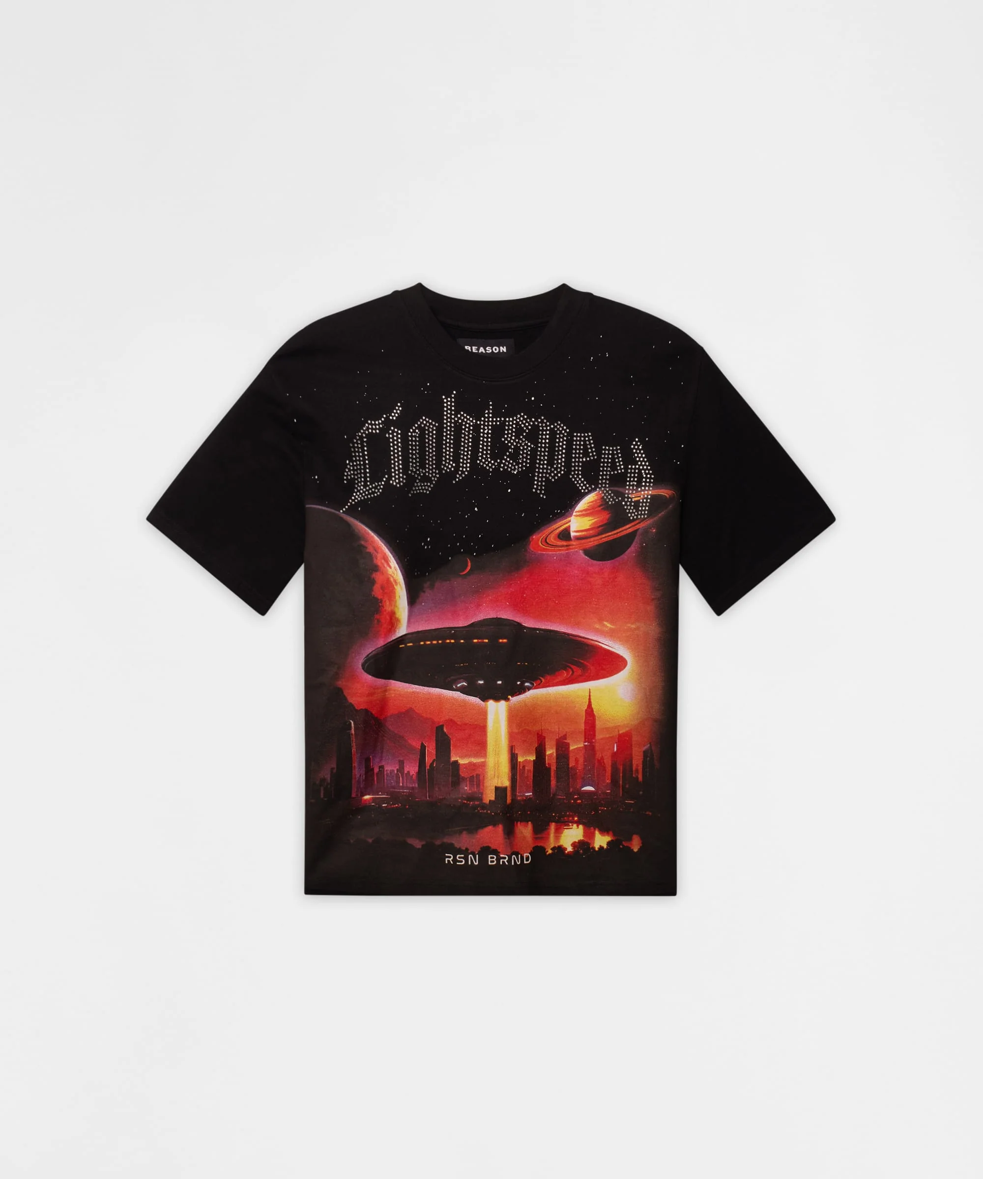 Lightspeed Rhinestones Short Sleeve Tee - Black