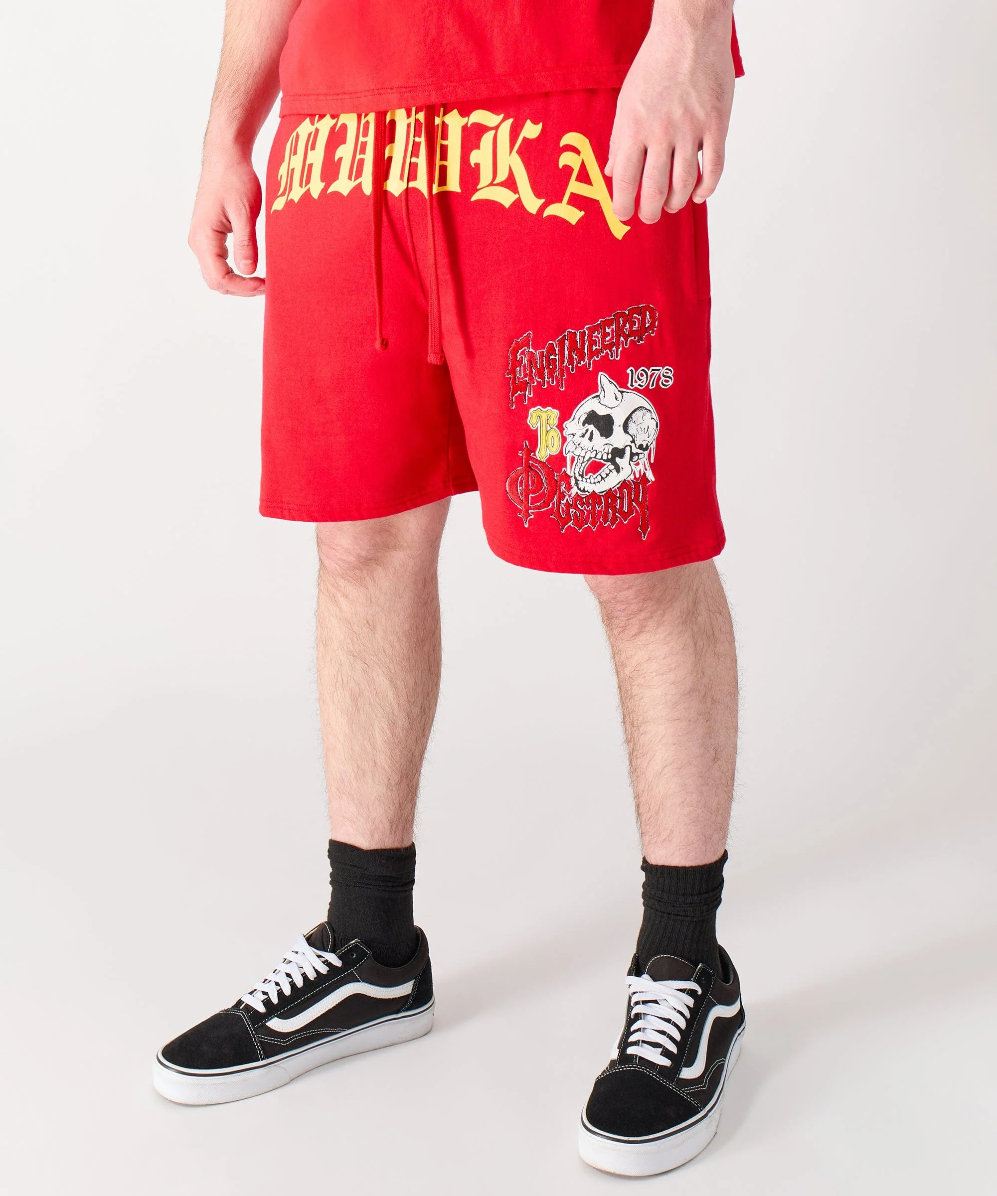 Mishka Old English Fleece Shorts - Red - Image 4