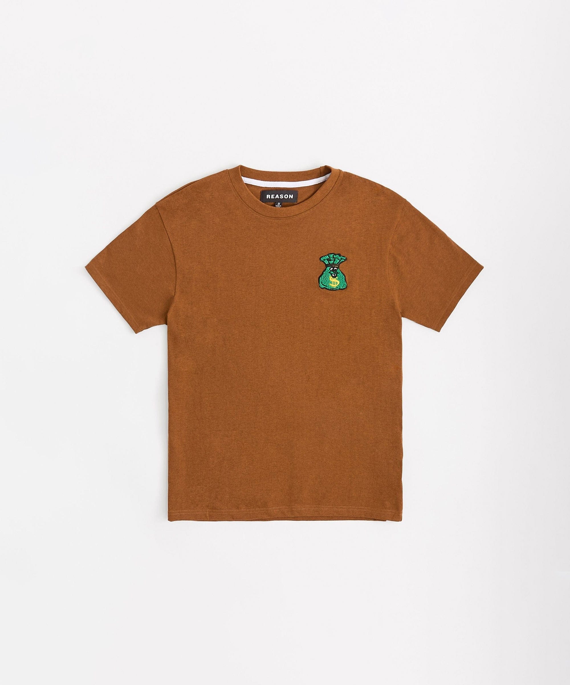 Money Bags Chenille Patch Short Sleeve Tee - Khaki