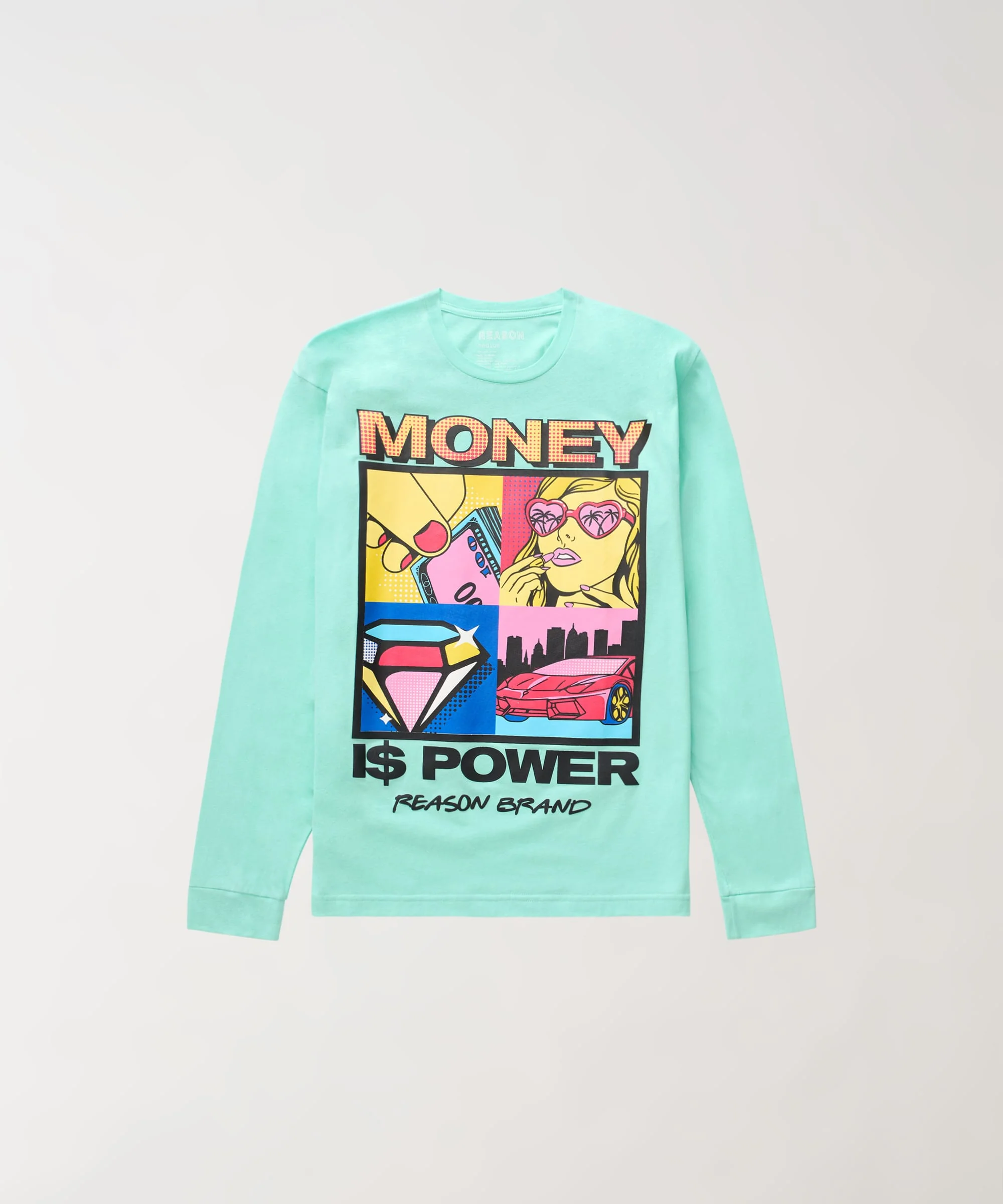 Money Is Power Long Sleeve Tee - Teal
