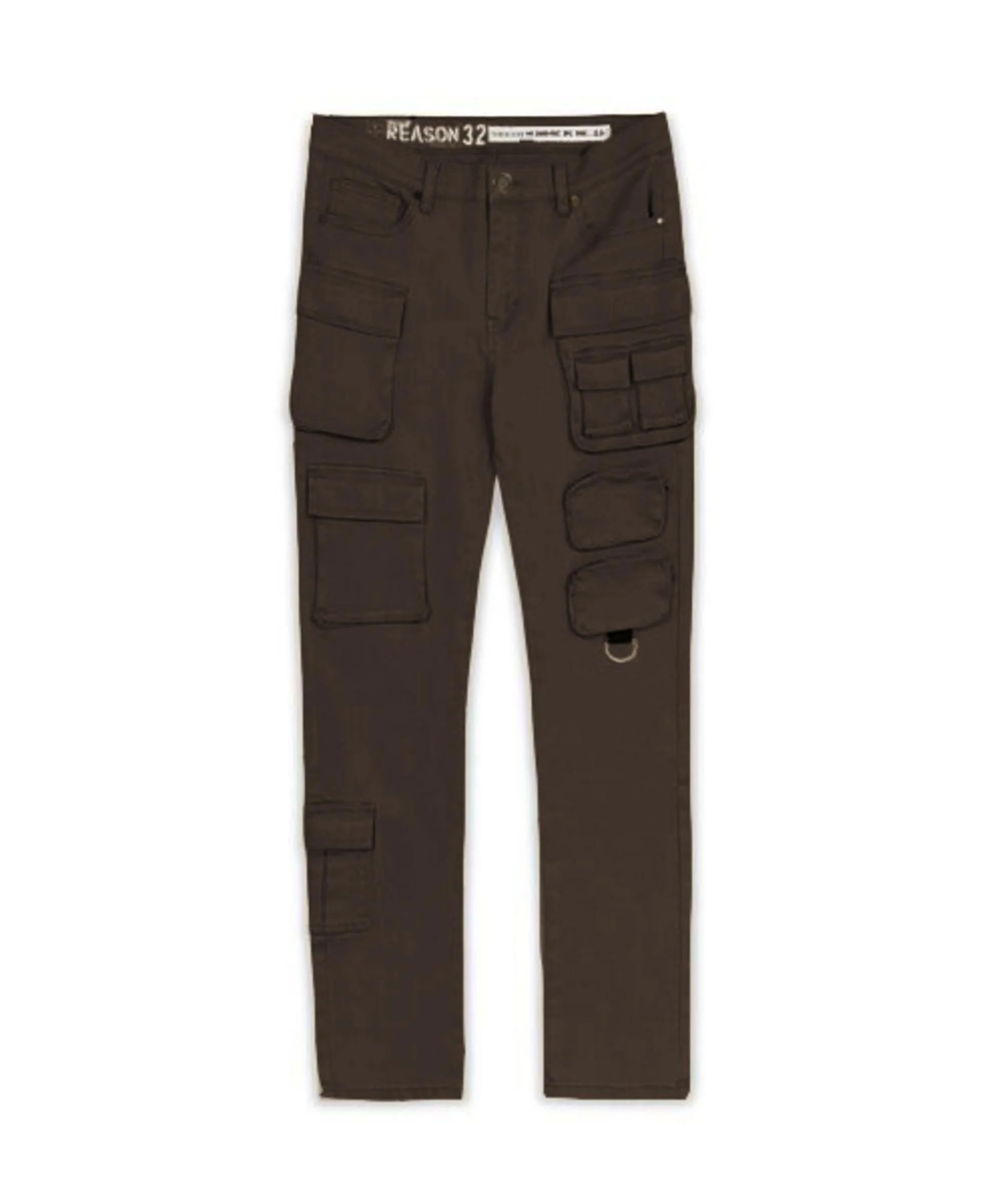 Multi Pocket Cargo Denim Pants - Brown - Image 4