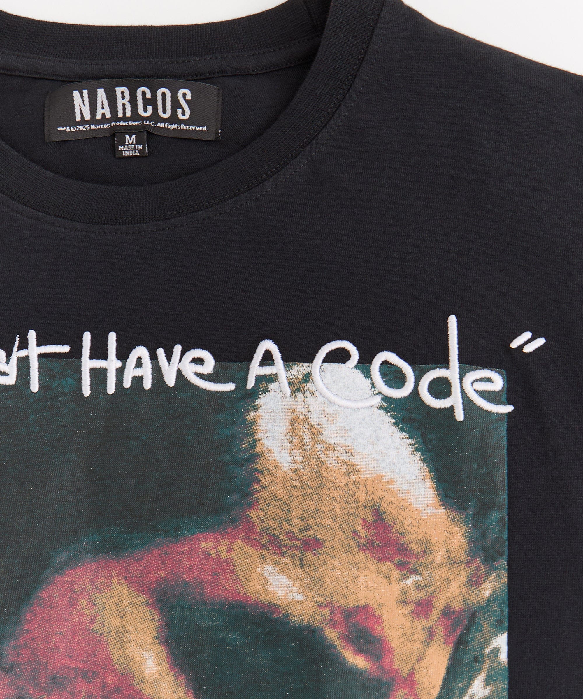 Narcos Code Embroidered Short Sleeve Tee - Black - Image 3