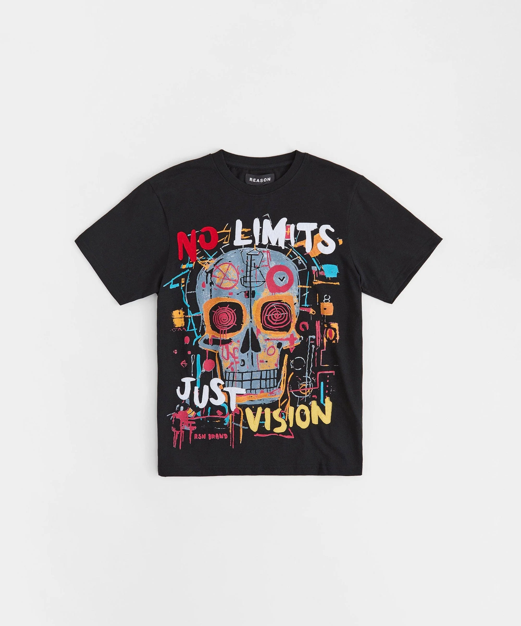 No Limits Skull Applique Short Sleeve Tee - Black