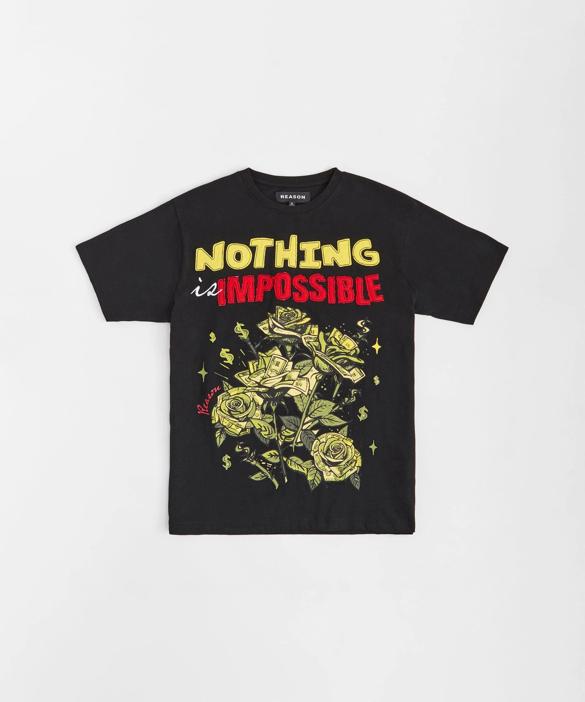 Nothing Is Impossible Applique Short Sleeve Tee - Black