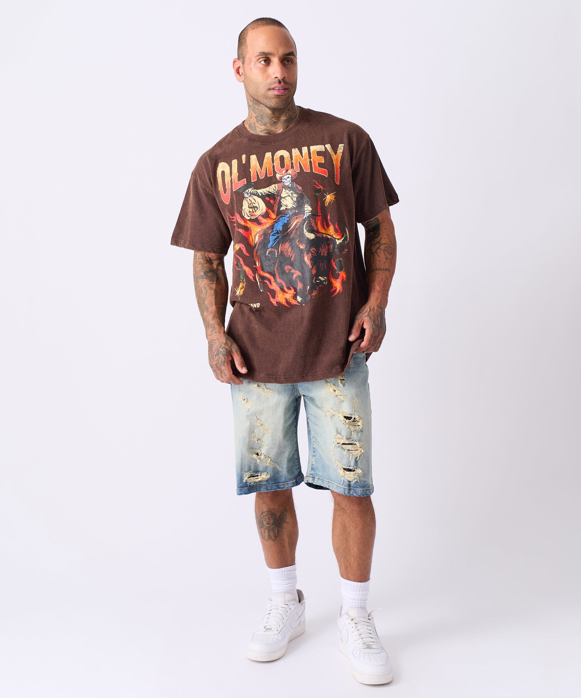 Ol' Money Short Sleeve Tee - Brown - Image 4