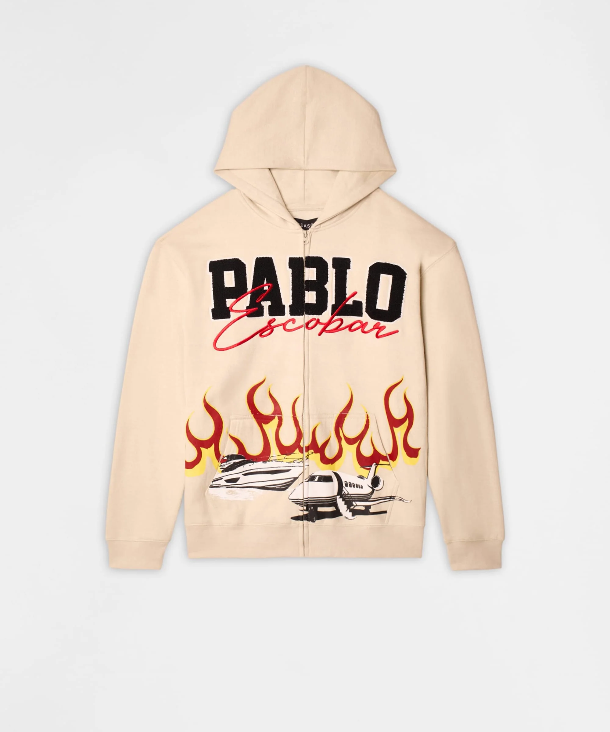 Pablo Full Zip Embroidered Hoodie - Khaki