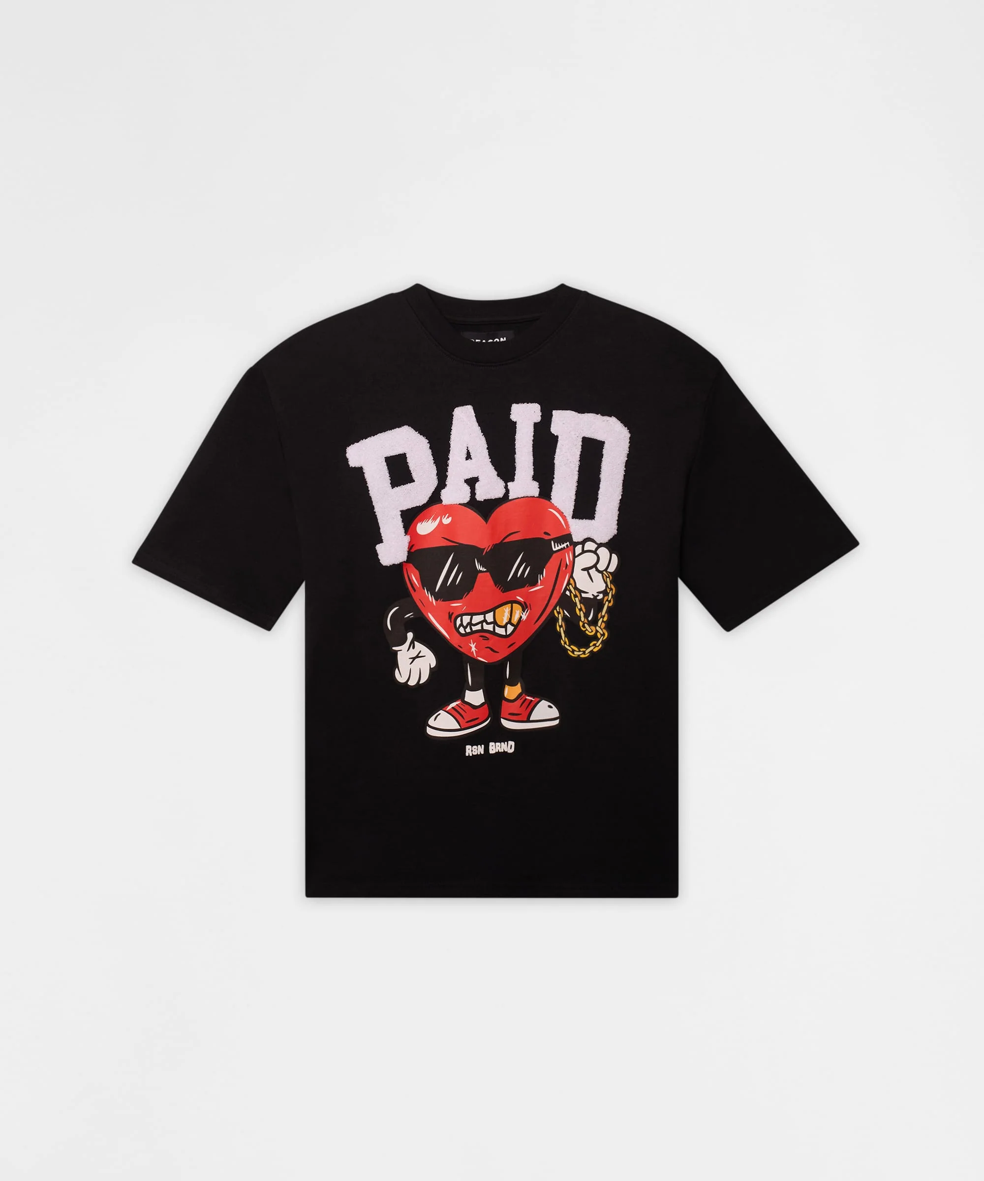 Paid Front Print Short Sleeve Tee - Black