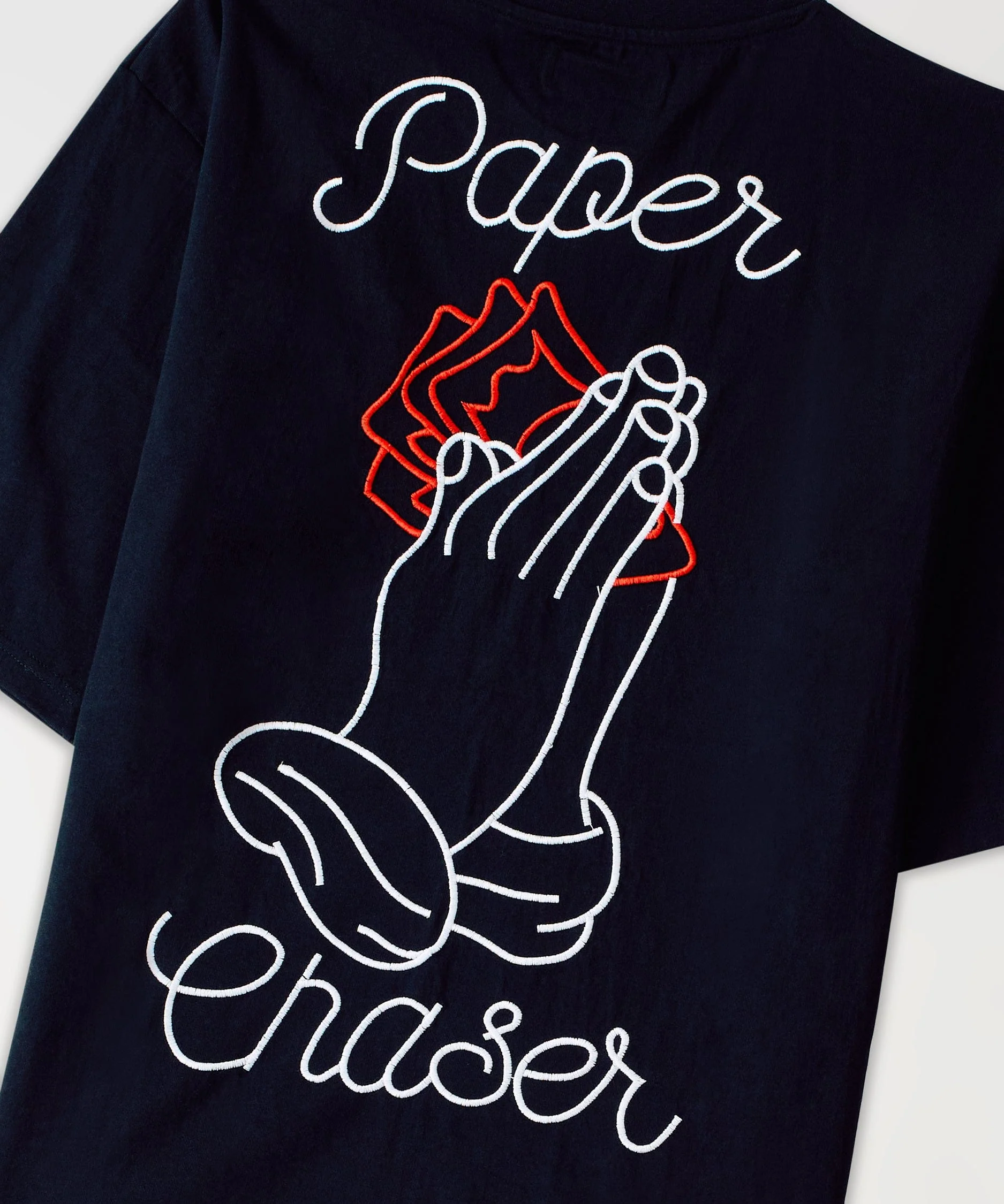 Paper Chaser Embroidered Short Sleeve Tee - Black - Image 3