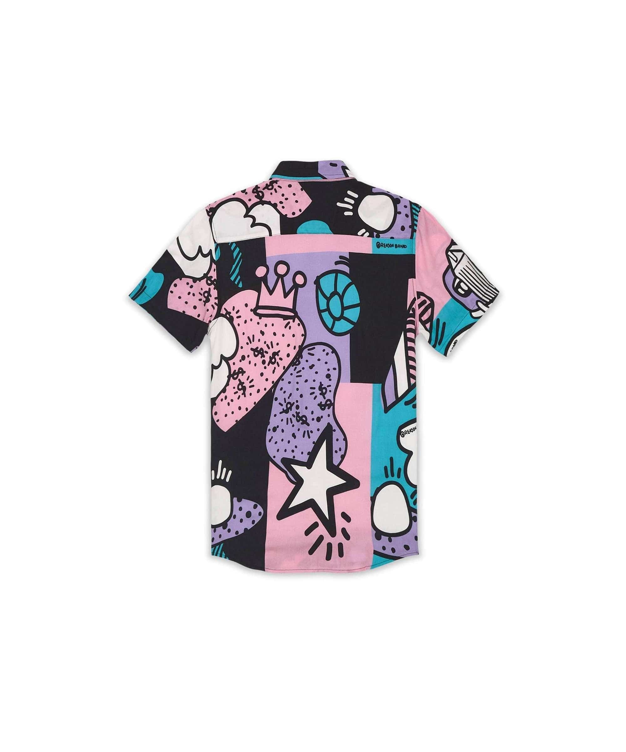 Party Block Comic Print Short Sleeve Shirt - Image 2