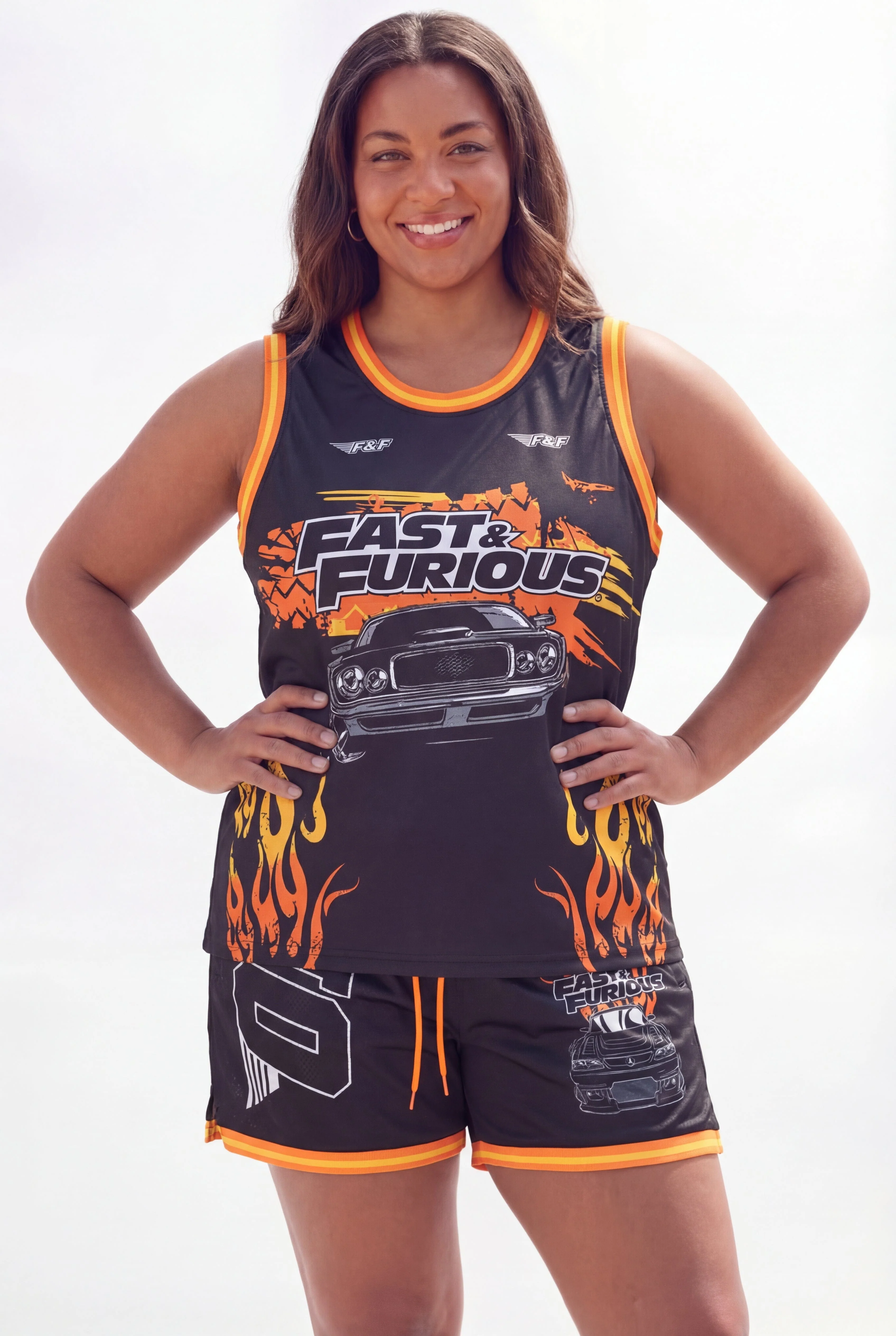 Plus Size Women Fast and Furious Basketball Short - Black - Image 2