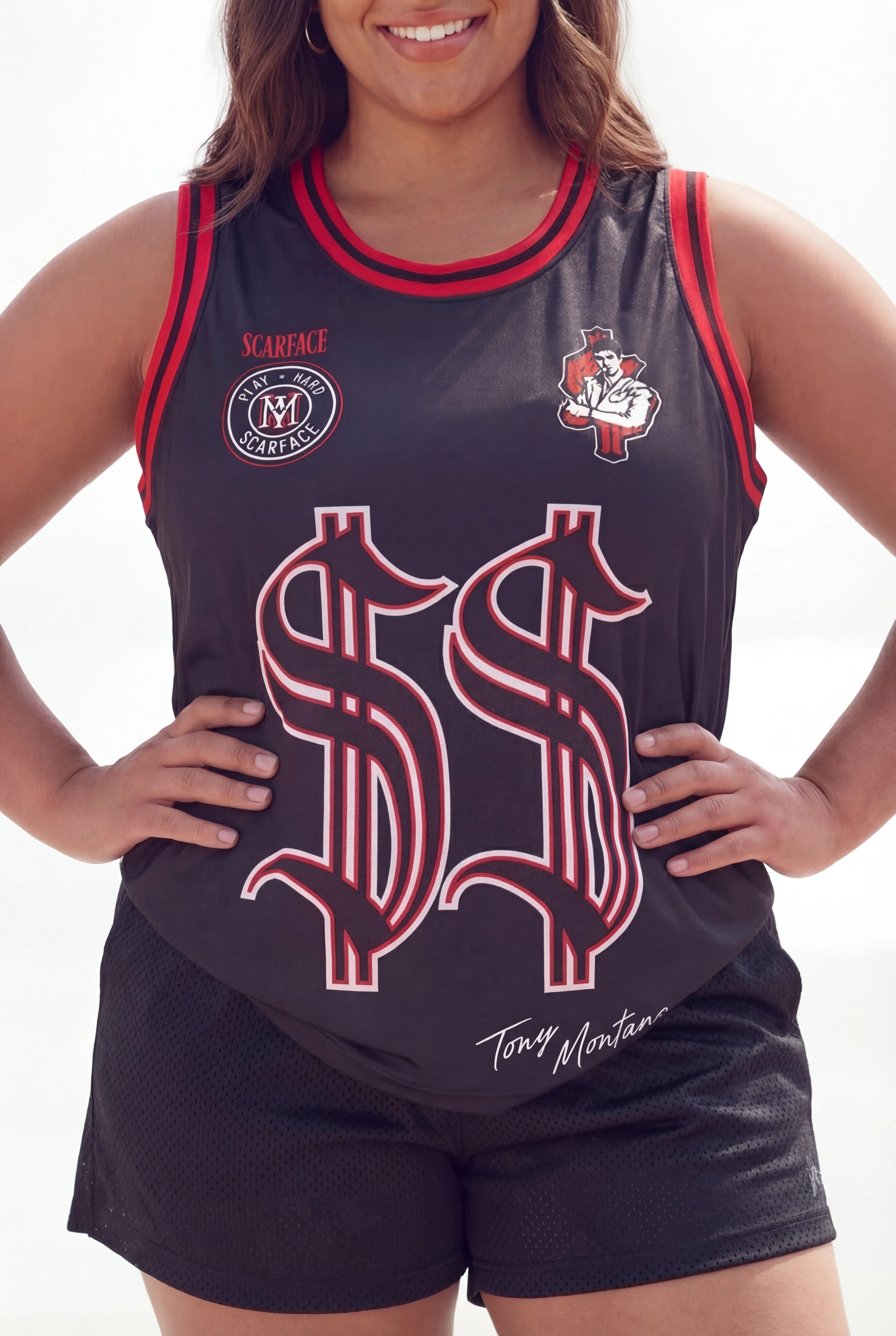 Plus Size Women Scarface Basketball Jersey - Black - Image 2