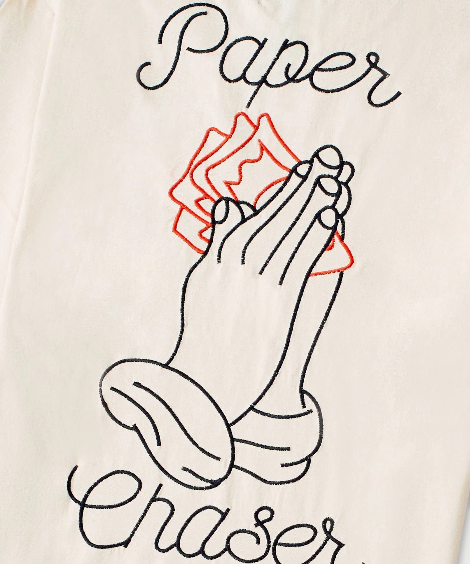 Paper Chaser Embroidered Short Sleeve Tee - Khaki - Image 3