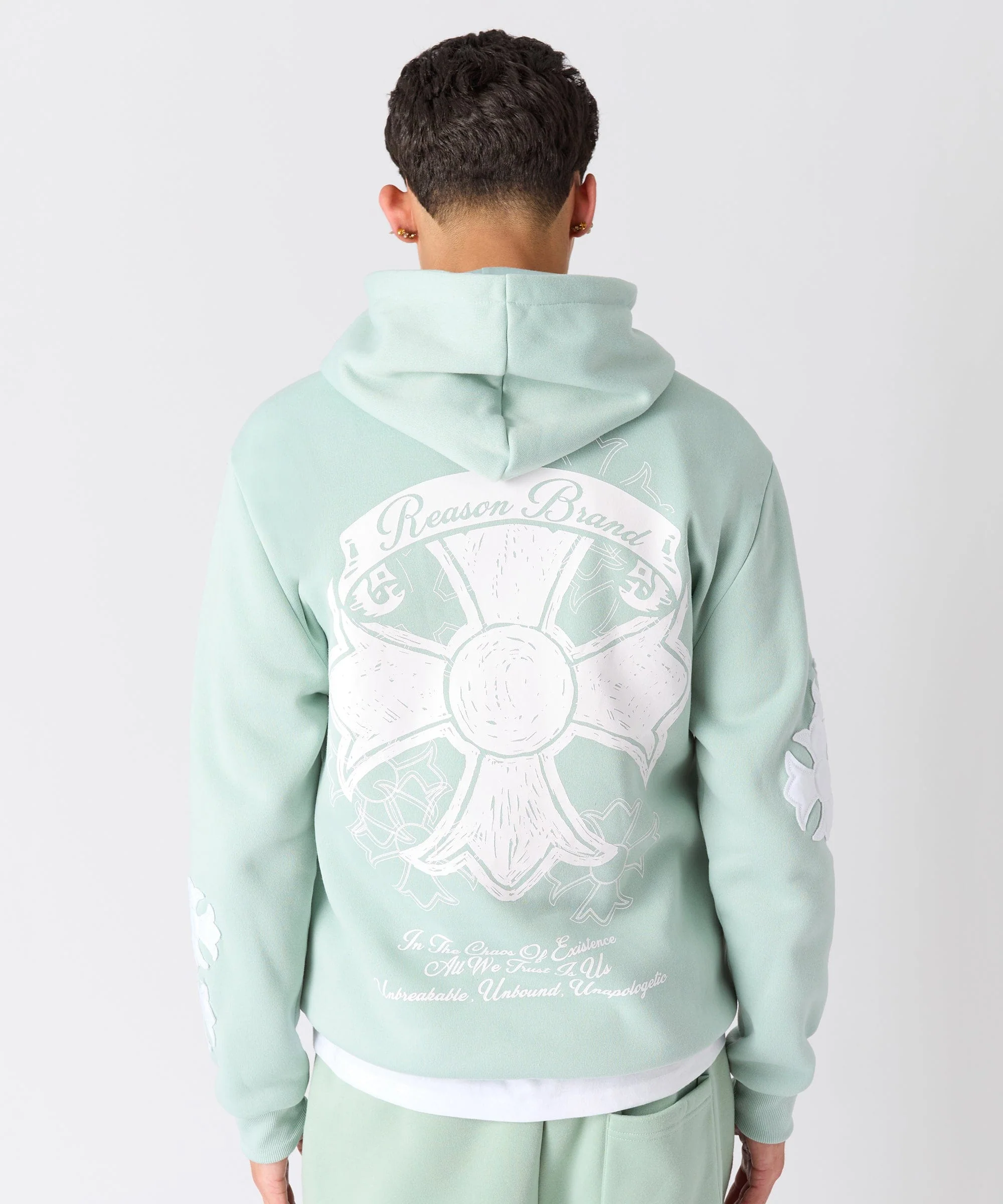 Rebellion Chenille Patched Zip Up Hoodie - Medium Blue - Image 5