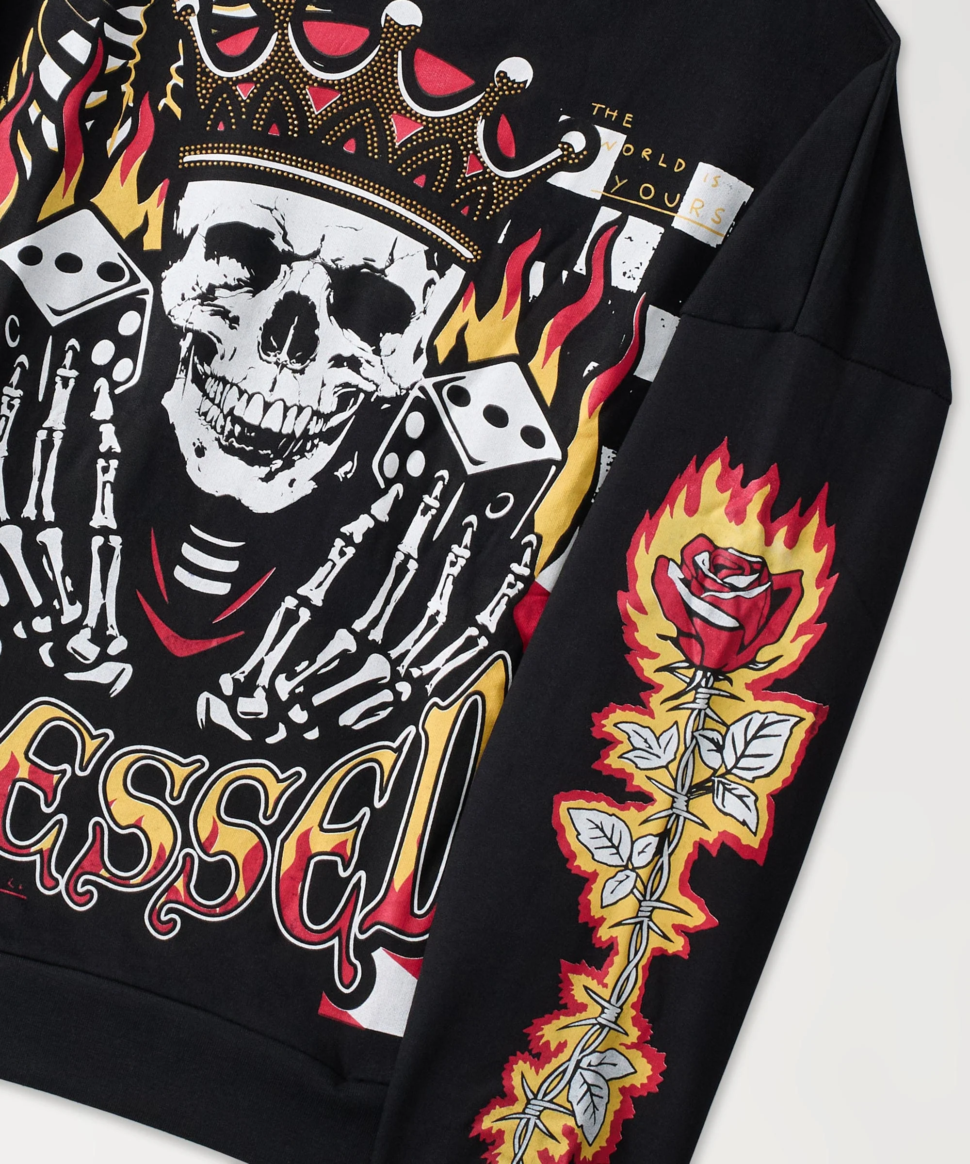Rhinestone Blessed Hoodie - Black - Image 3
