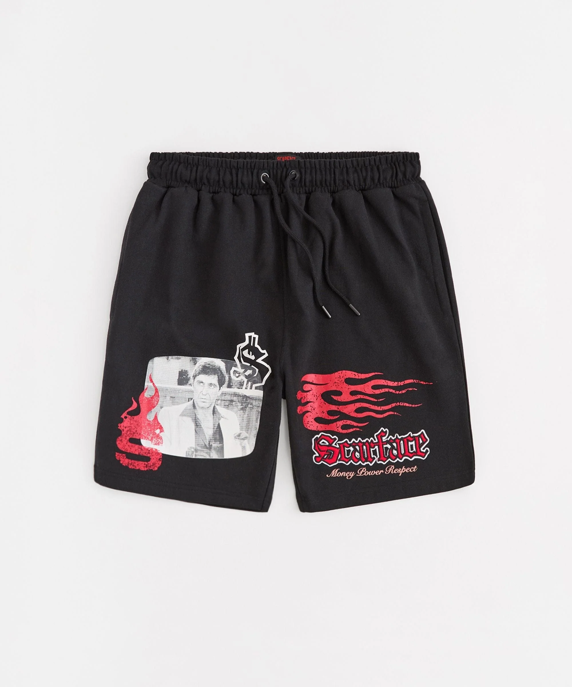 Scarface Money Power Respect Embroidered Fleece Short - Black