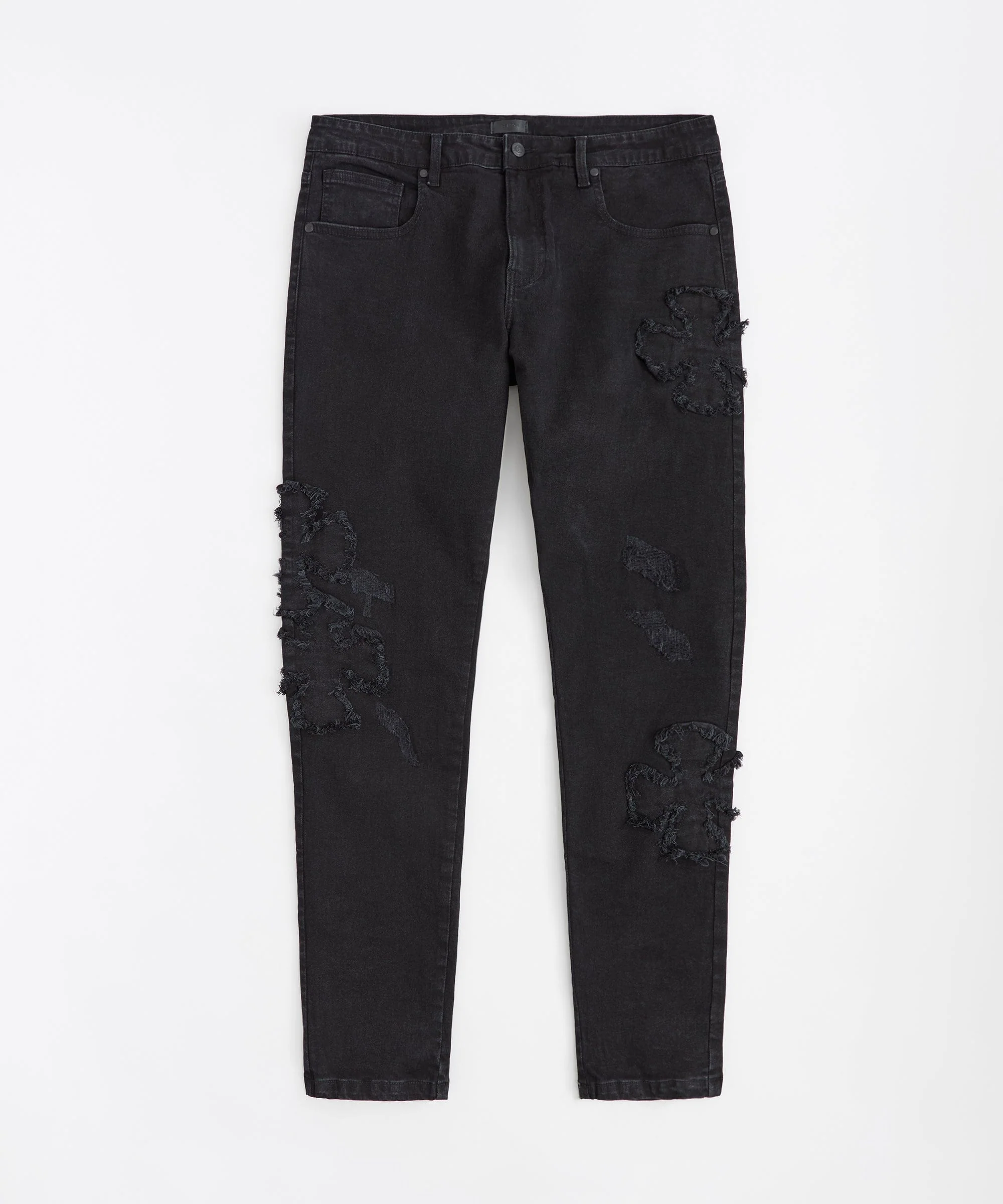 Cross And Tapestry Denim Jeans - Black