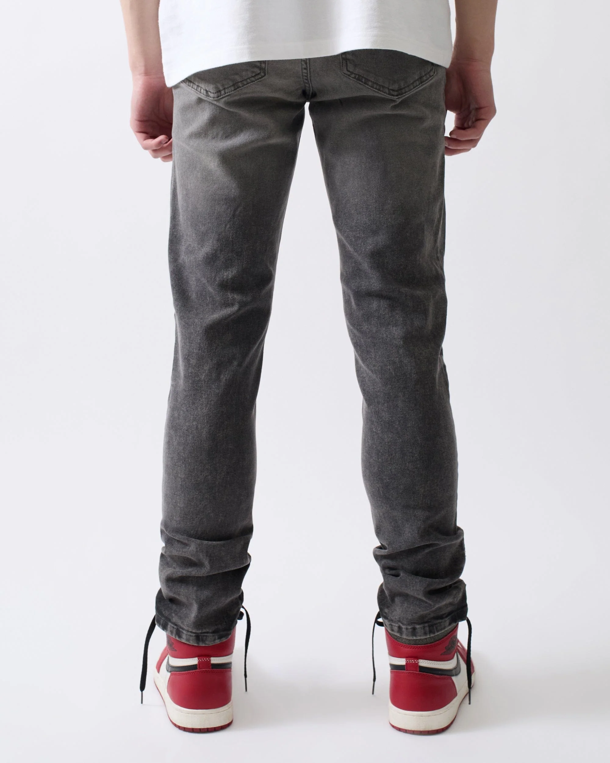 Rip And Repair Washed Jeans - Dark Grey - Image 4