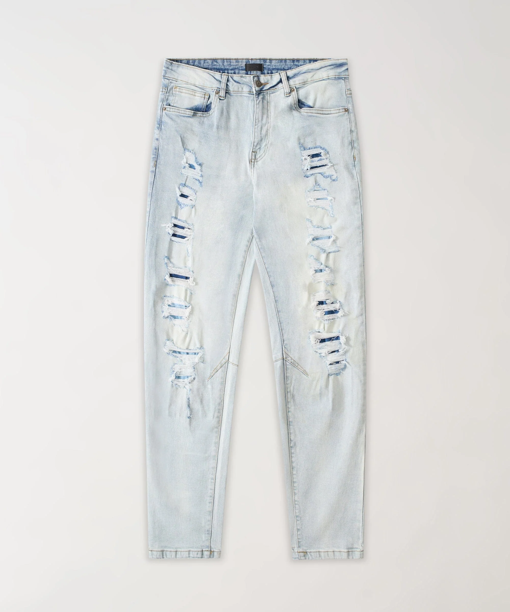 Ripped And Repaired Denim Jeans - Light Blue - Image 2