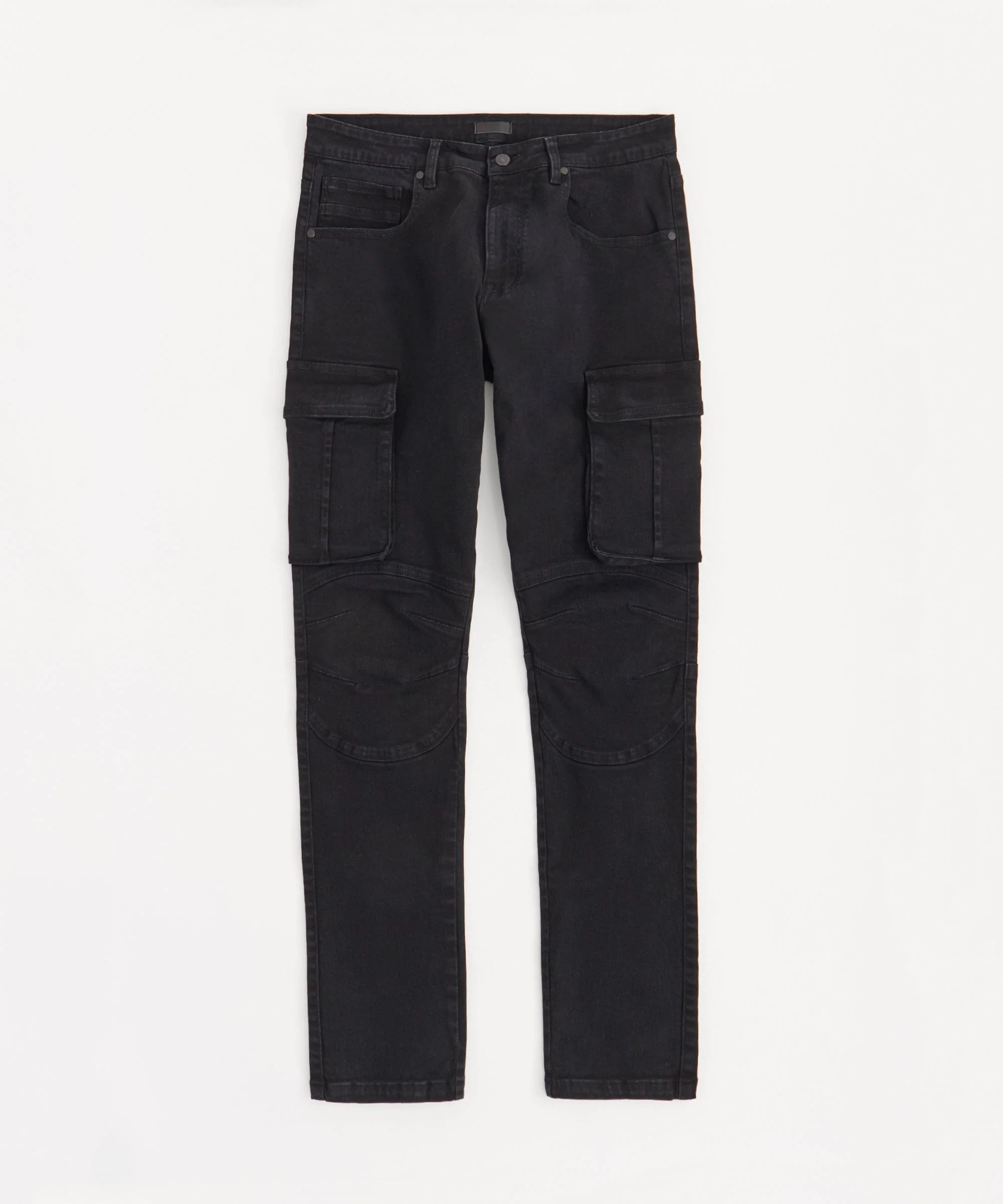 Cargo Fit Denim Pants - Black