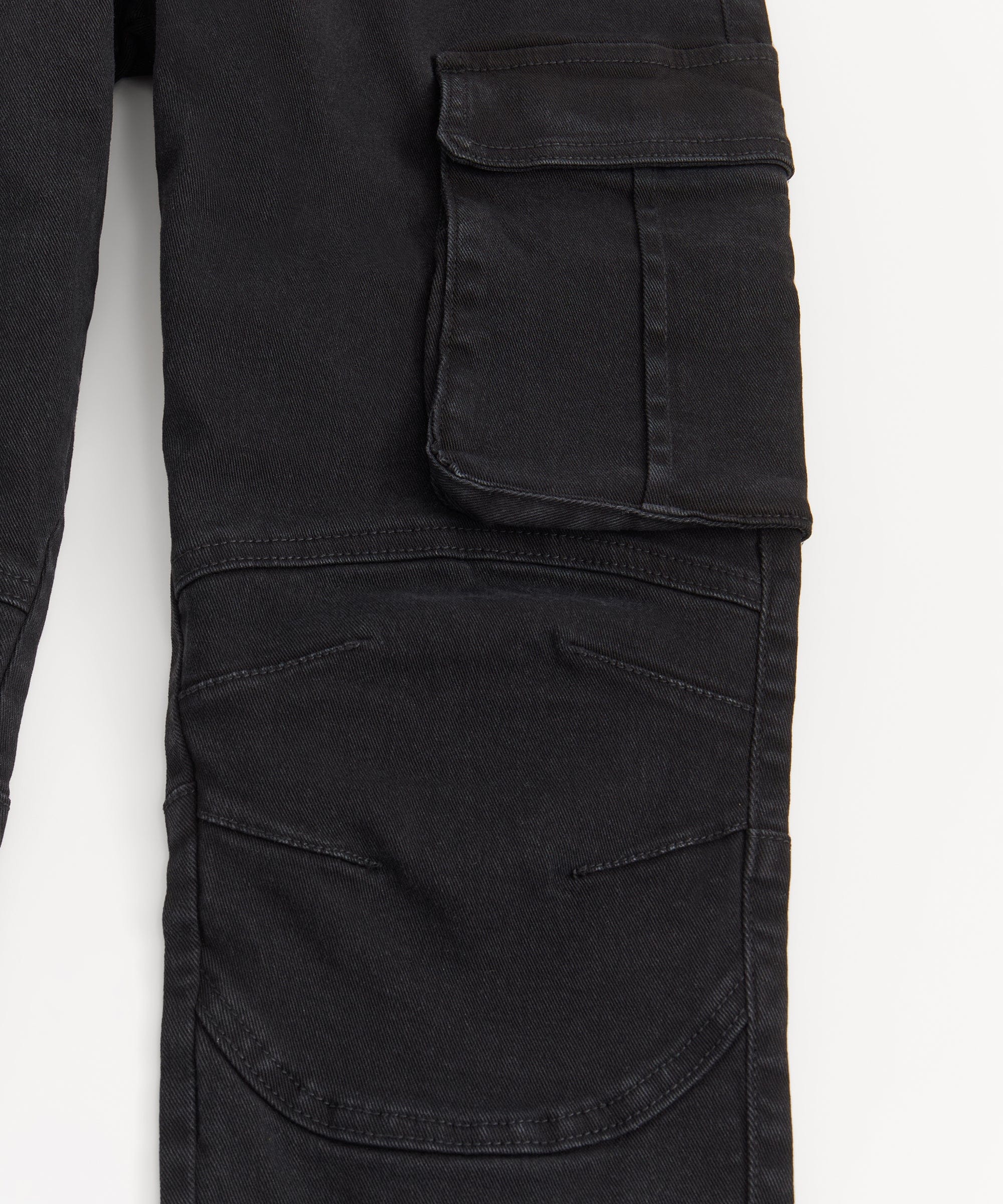 Cargo Fit Denim Pants - Black - Image 3