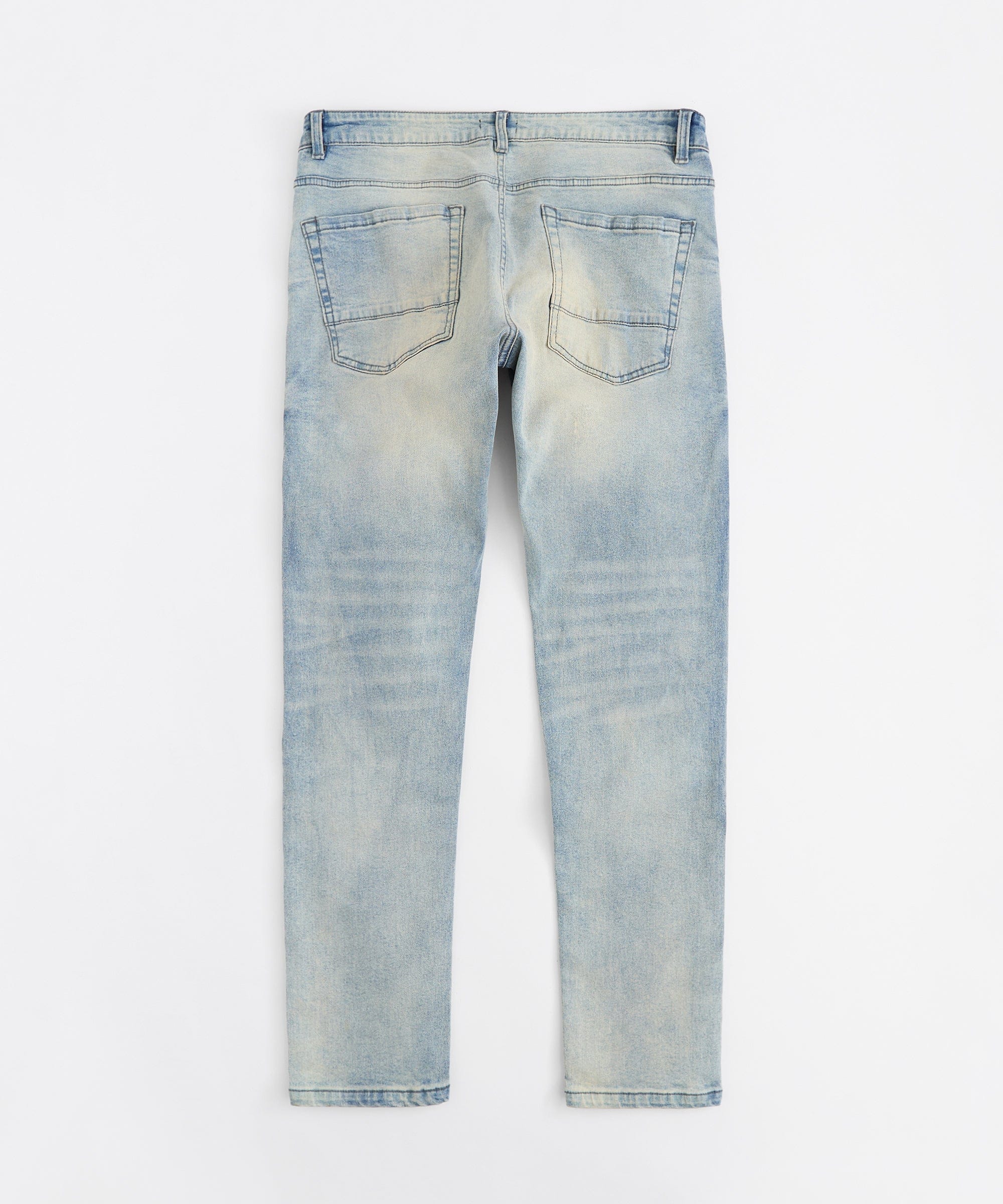 Light Wash Repaired Denim Jeans - Blue - Image 3