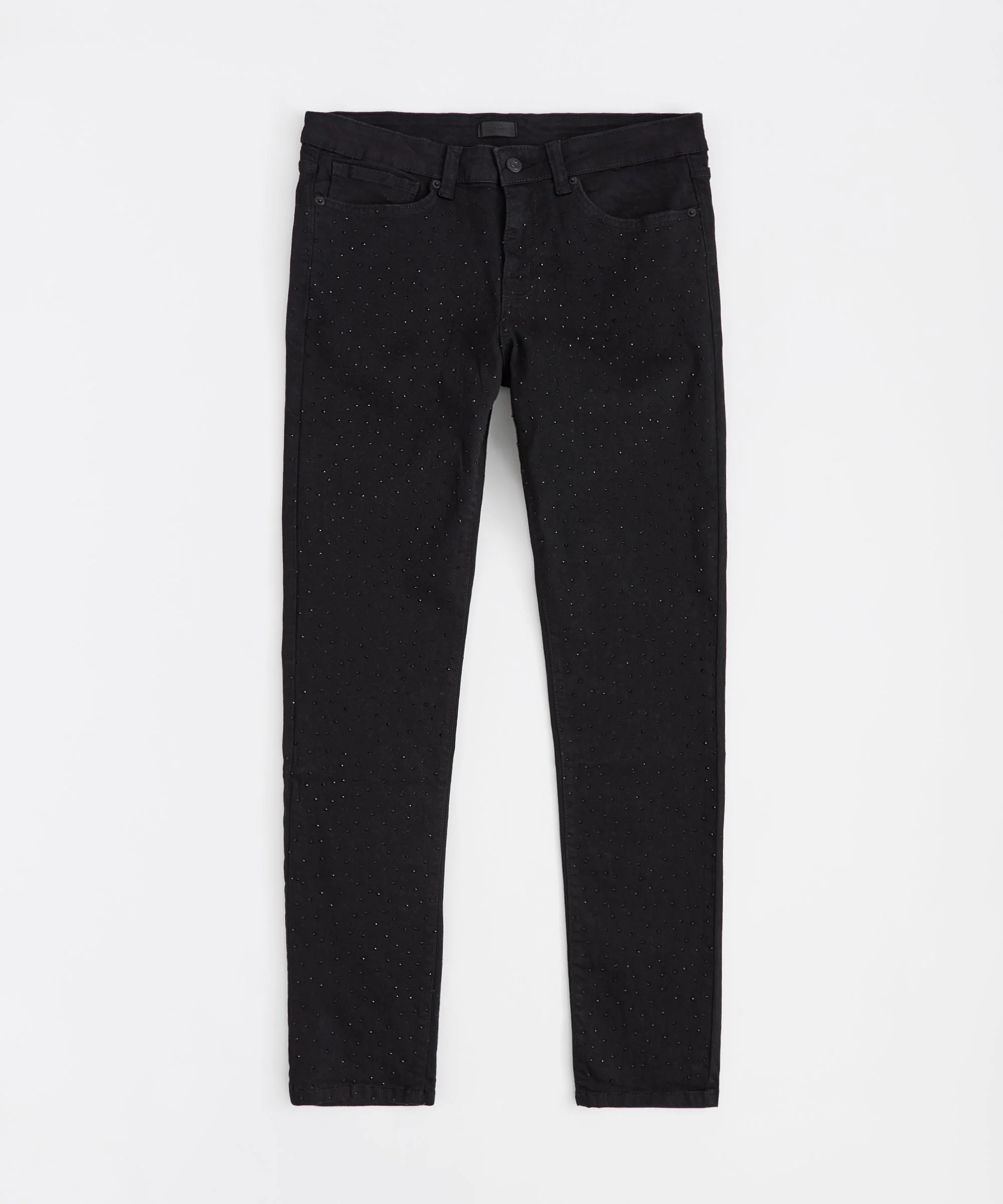Allover Rhinestone Denim Jeans - Black