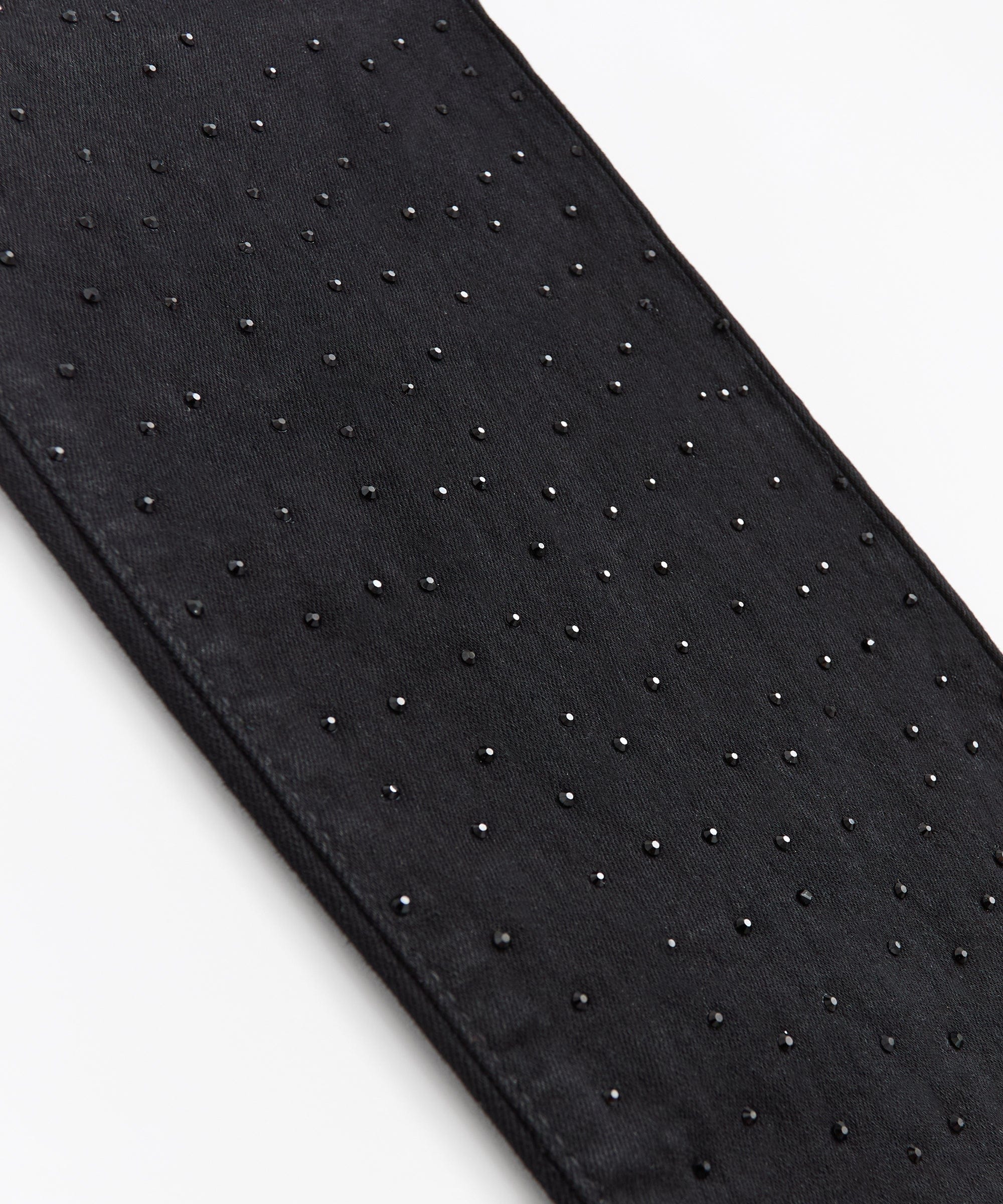 Allover Rhinestone Denim Jeans - Black - Image 2