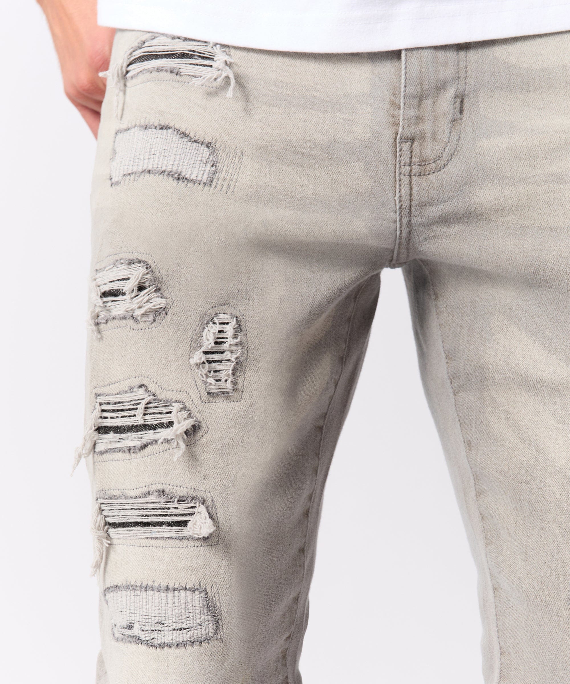 Rip And Repair Denim Jeans - Grey - Image 2