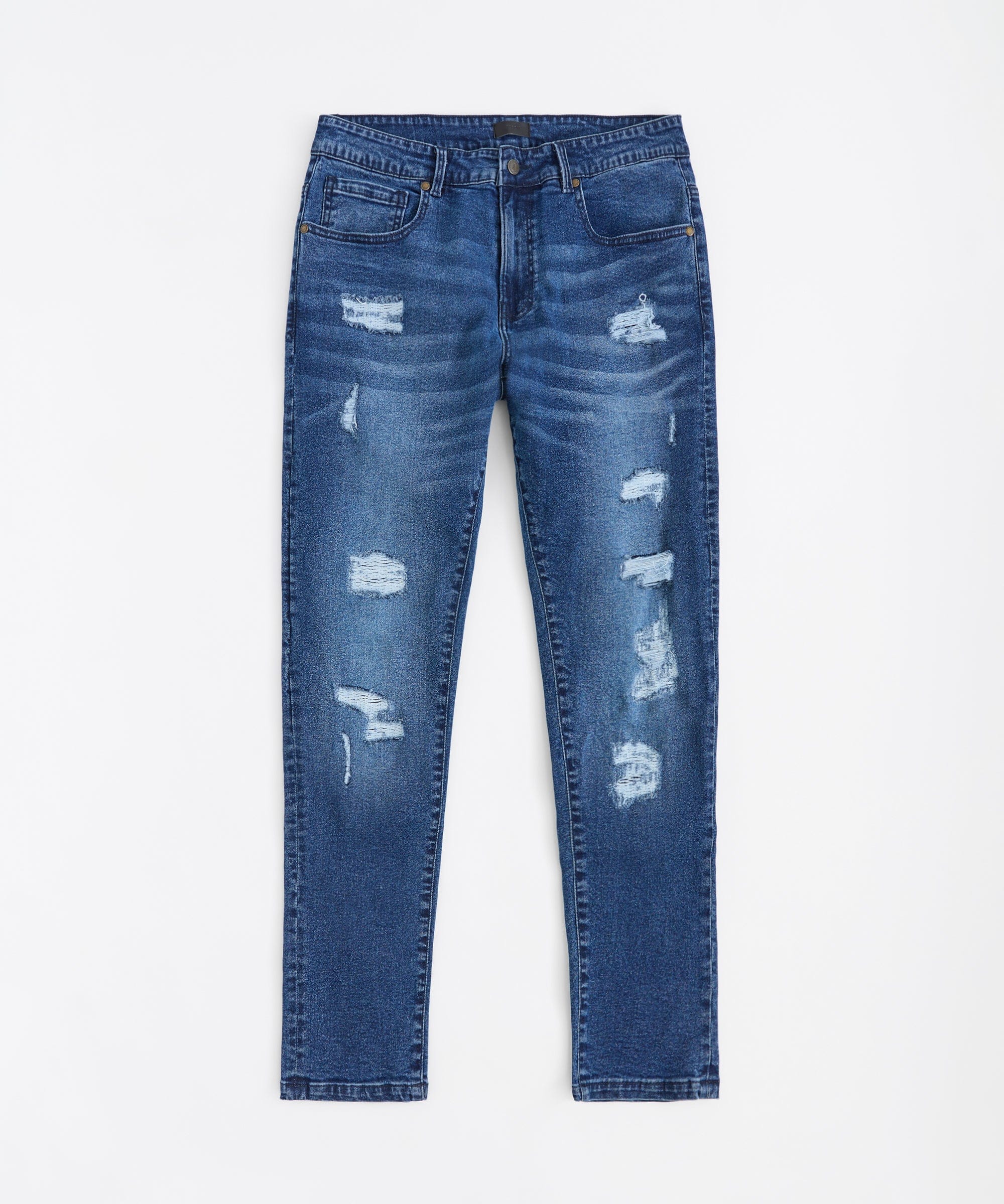 Rip And Repair Denim Jeans - Medium Blue