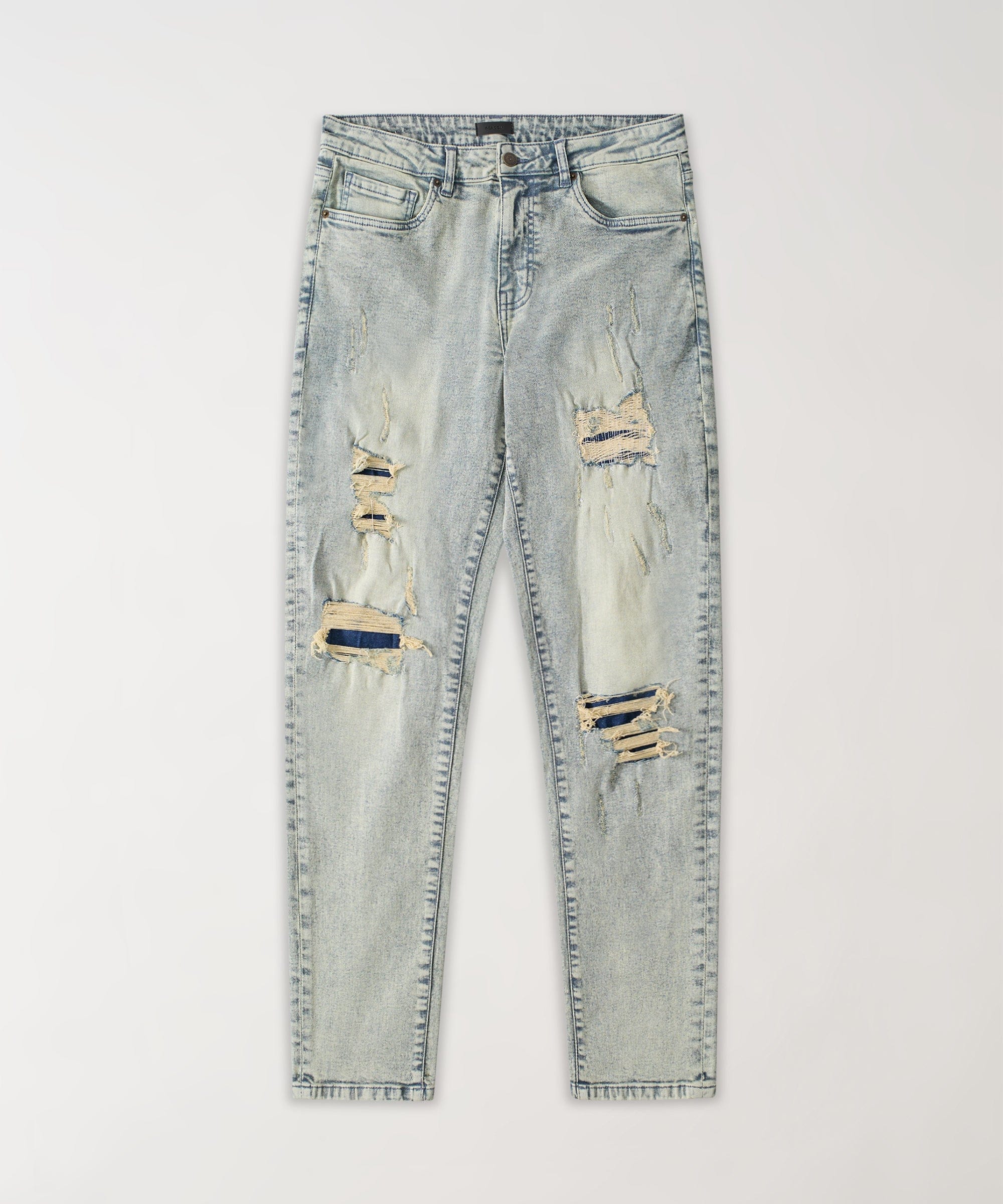 Ripped And Repaired Denim Jeans - Blue - Image 2