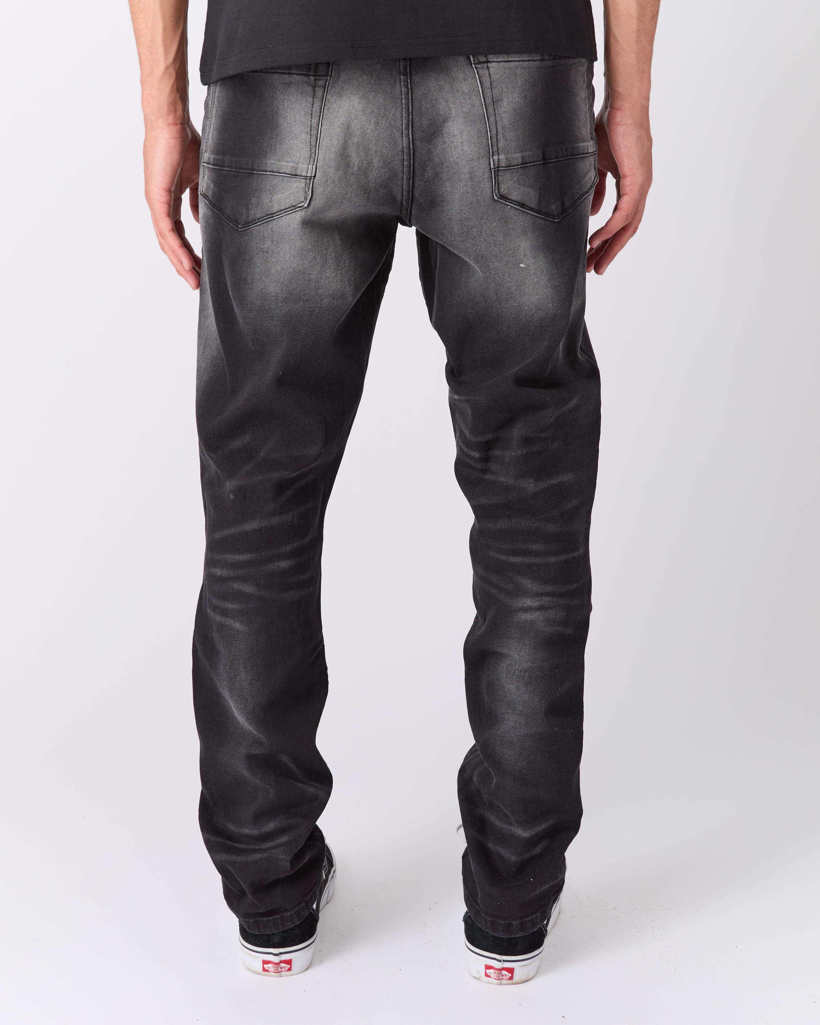 Rip and Repair Washed Denim Jeans - Black - Image 5
