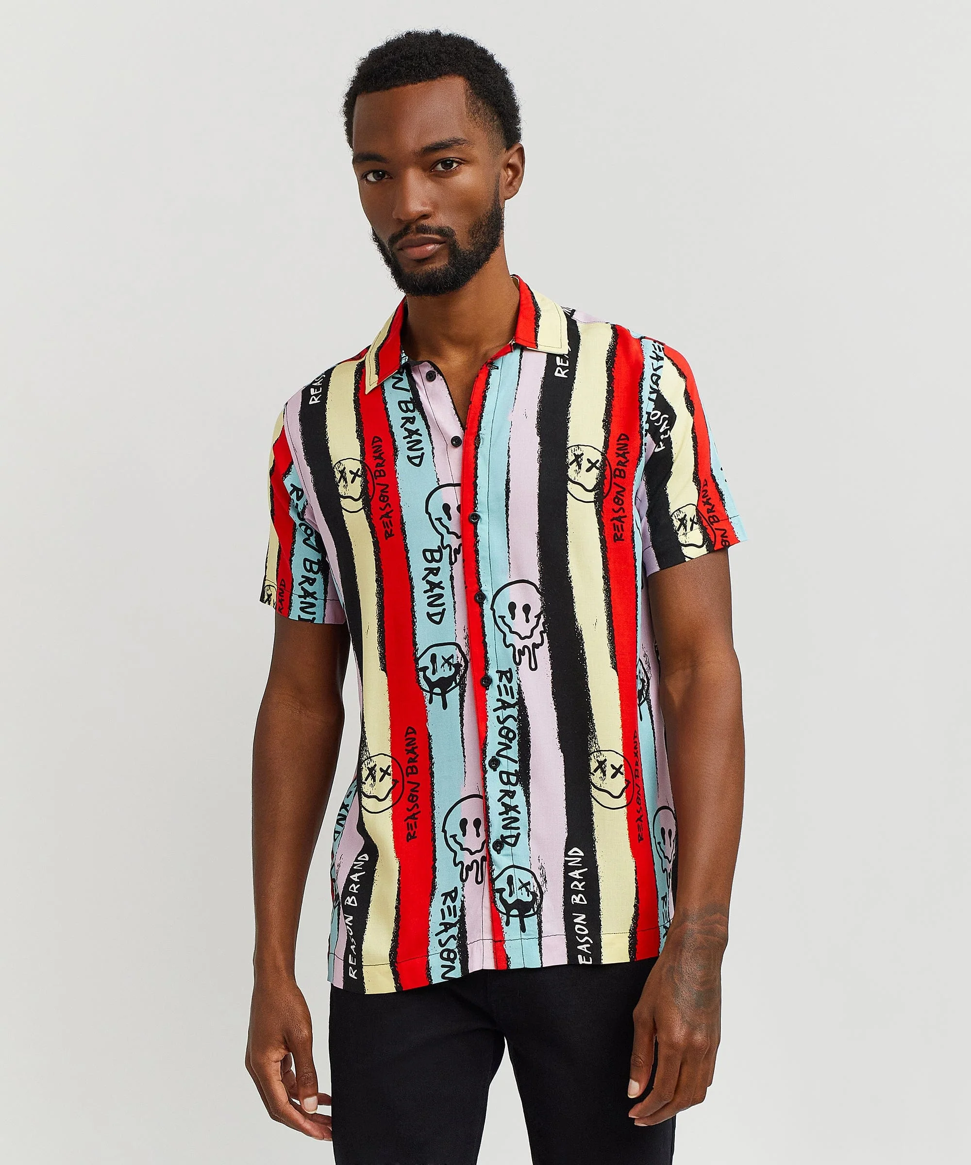 Smiley Face Allover Print Short Sleeve Shirt - Image 5
