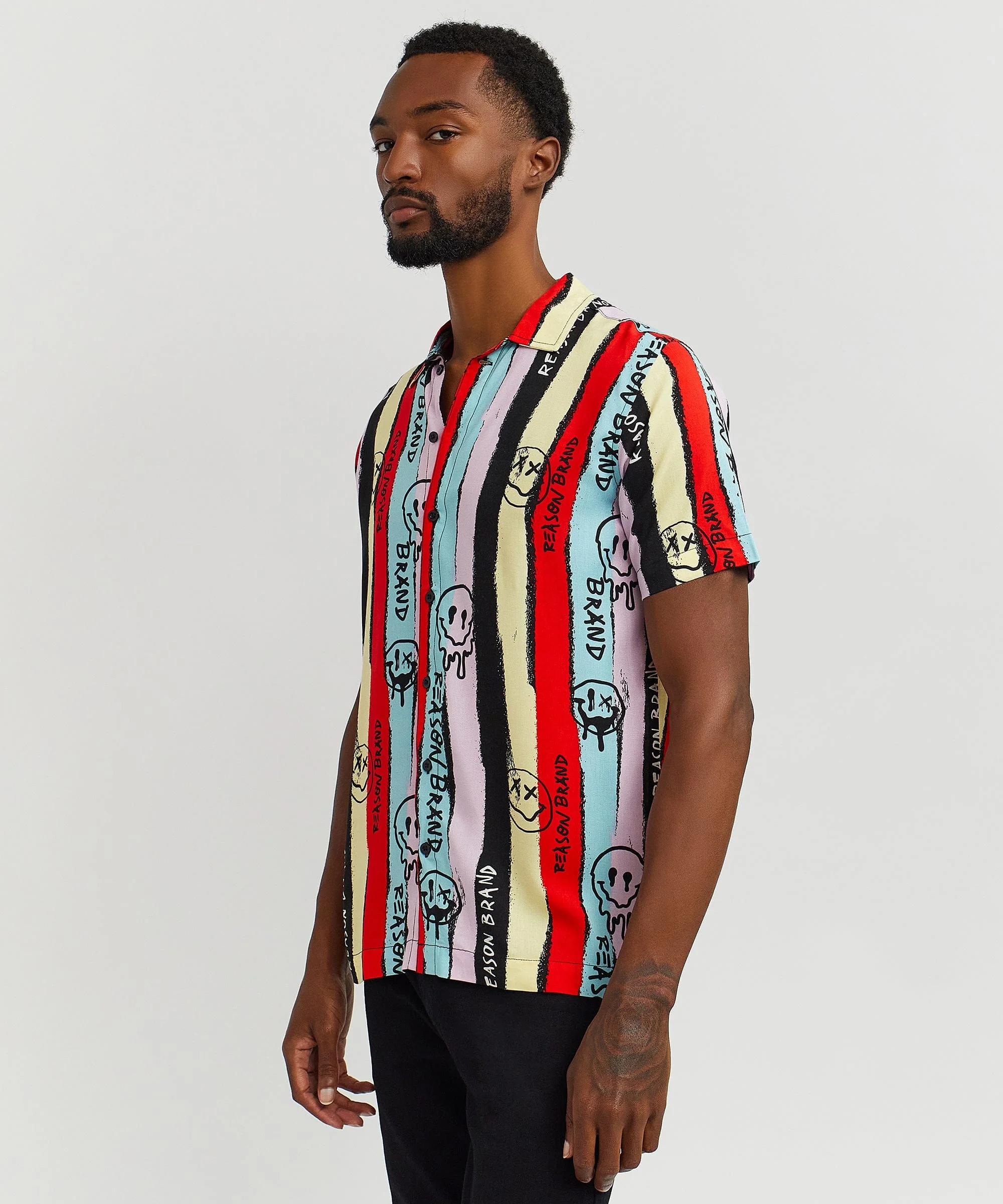 Smiley Face Allover Print Short Sleeve Shirt - Image 6