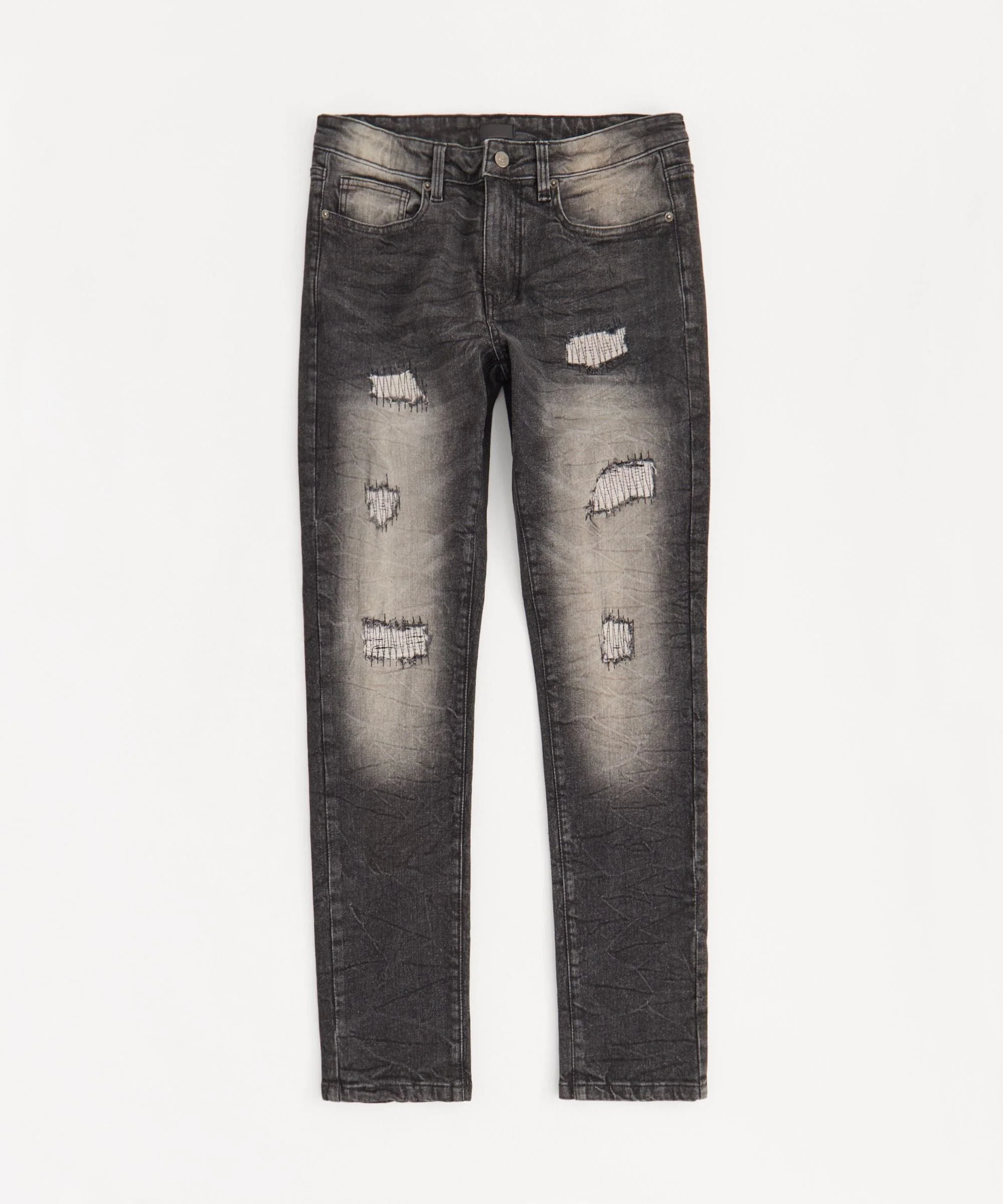 Smokey Distressed Denim Jeans - Grey - Image 2