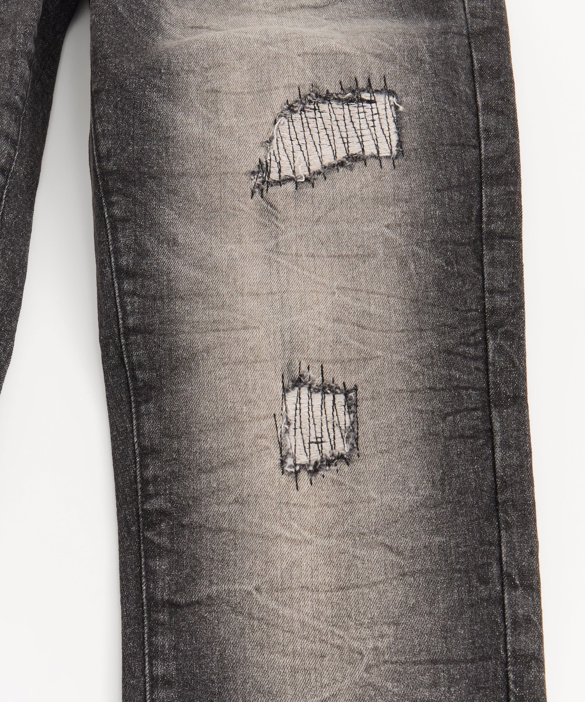 Smokey Distressed Denim Jeans - Grey - Image 4