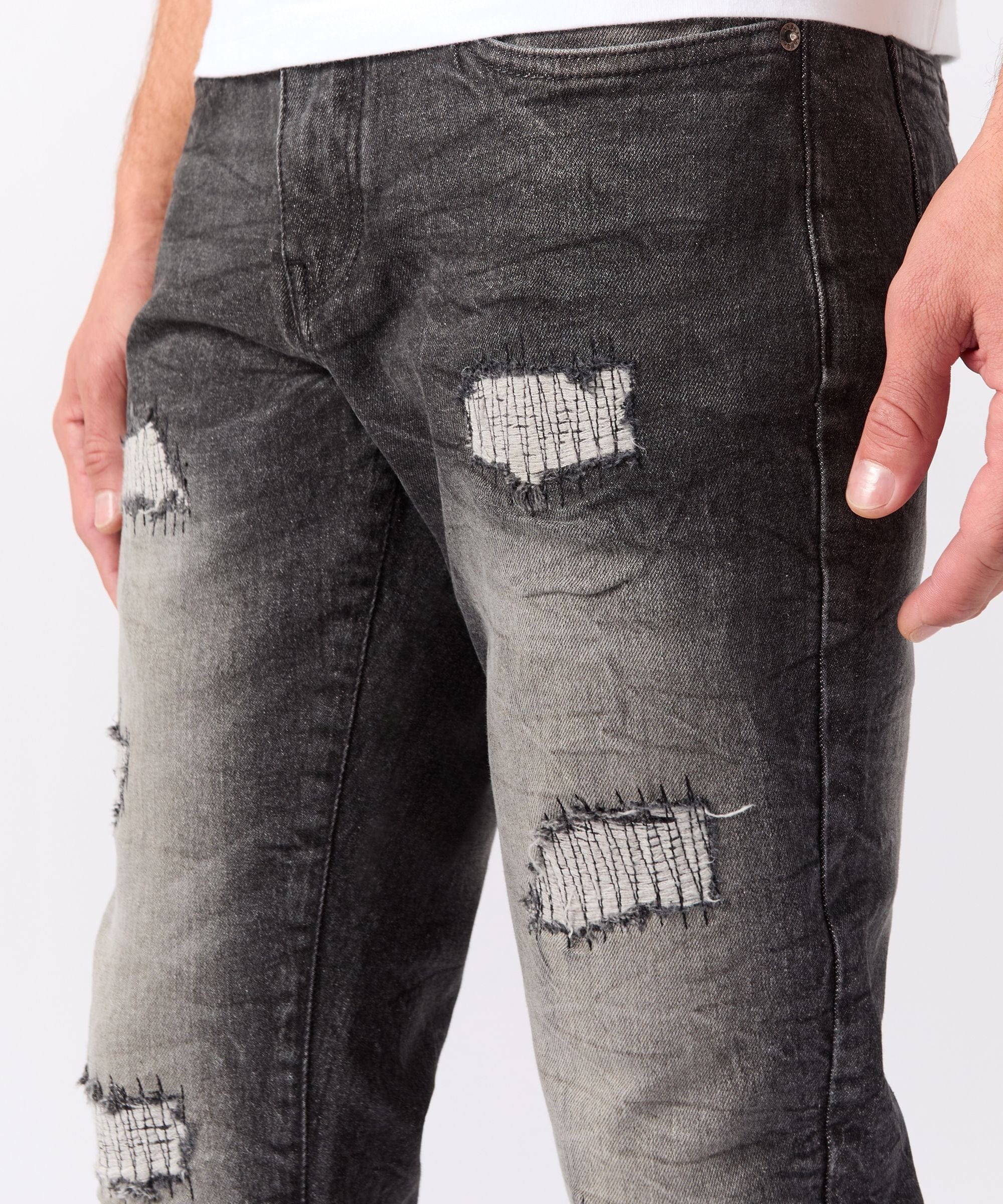 Smokey Distressed Denim Jeans - Grey - Image 5