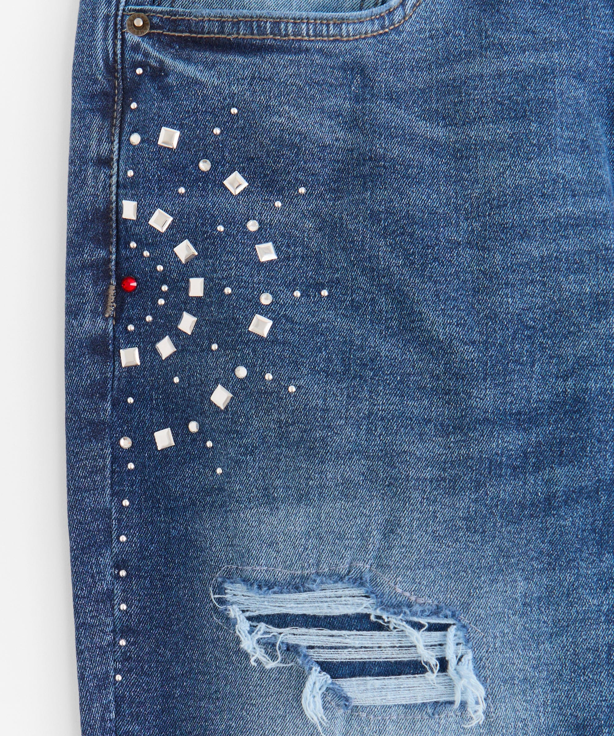 Starburst Studded Denim Pants - Blue - Image 3