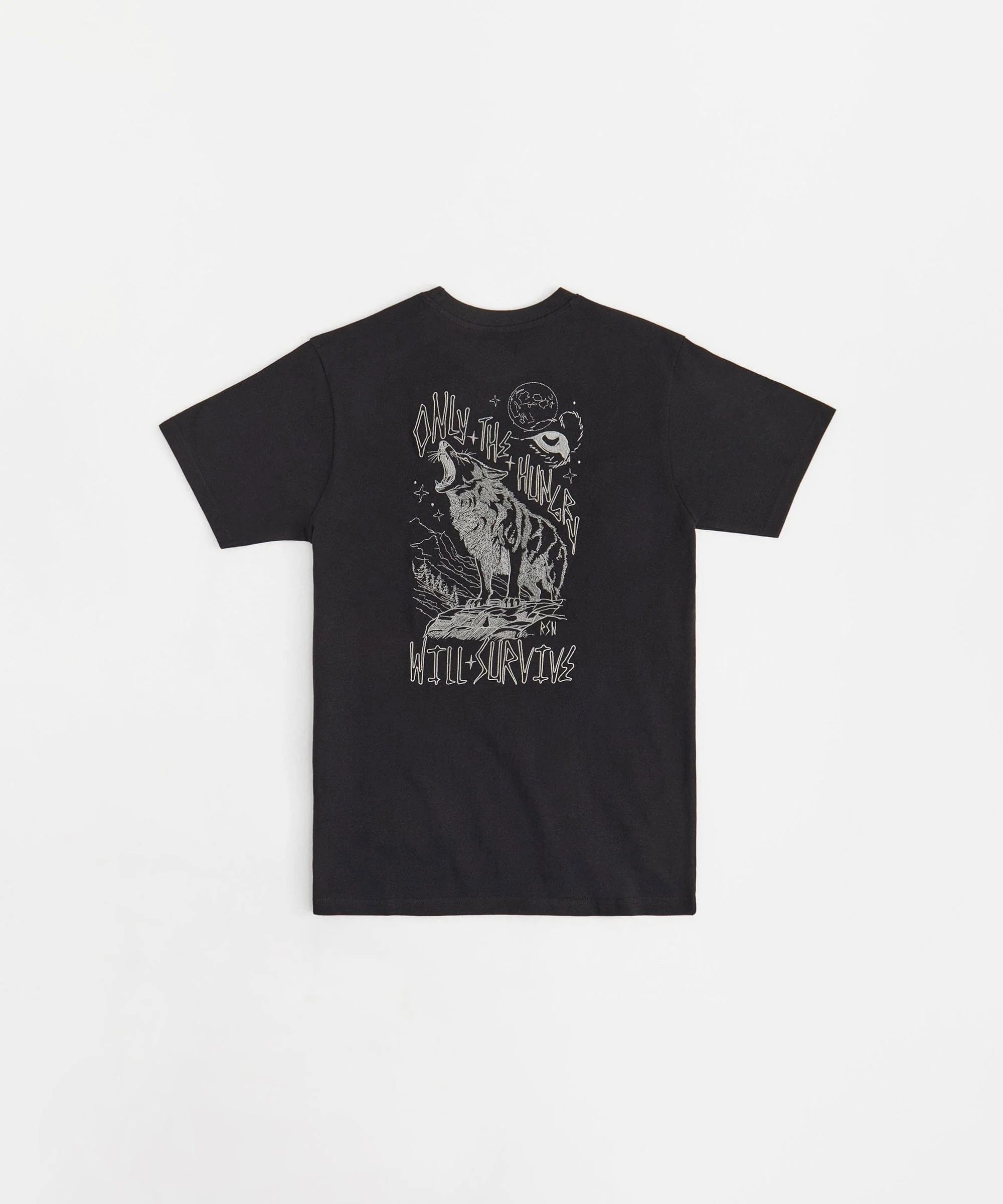 Stay Hungry Embroidered Short Sleeve Tee - Black - Image 3