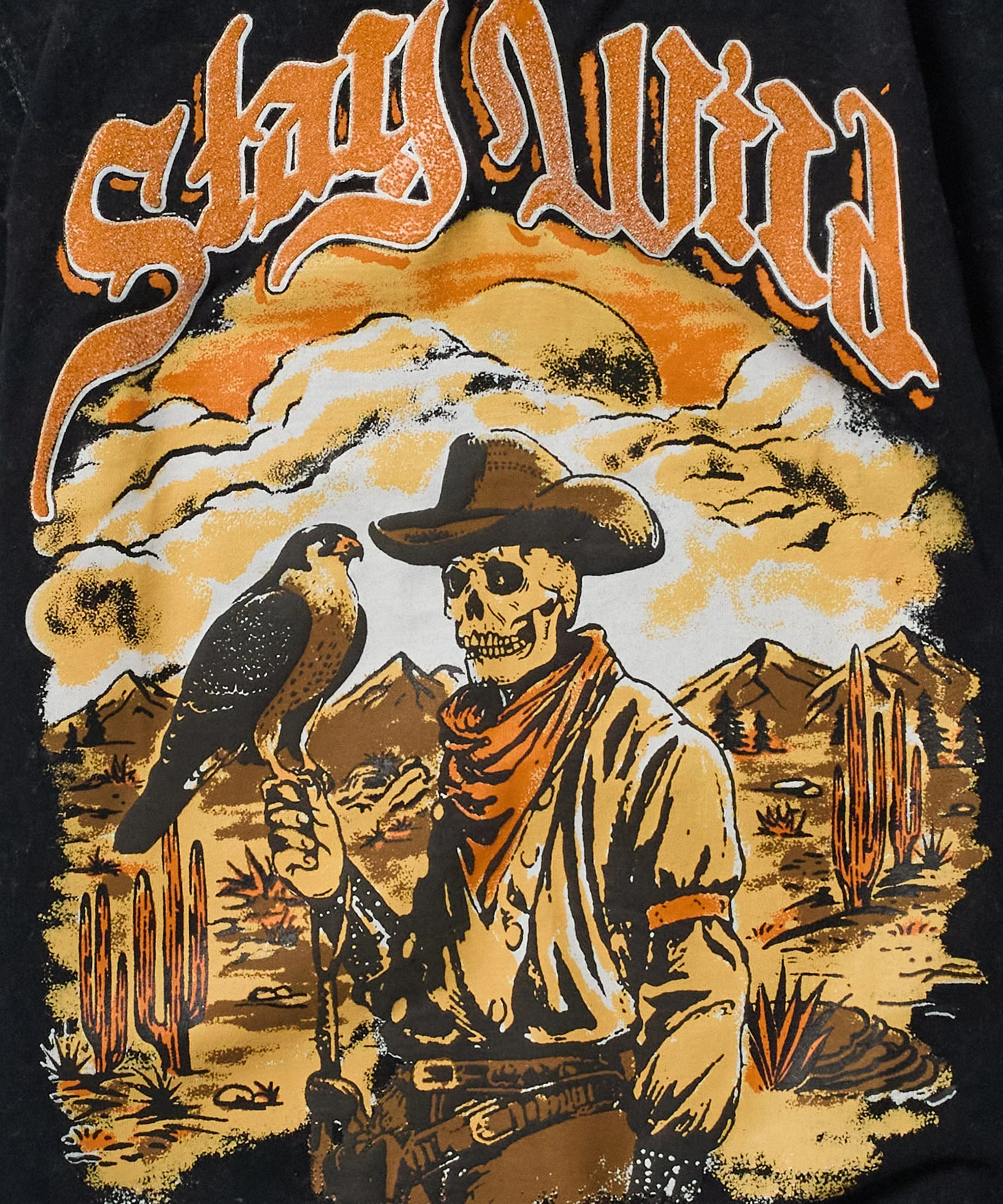 Stay Wild Sugar Print Short Sleeve Tee - Charcoal - Image 2
