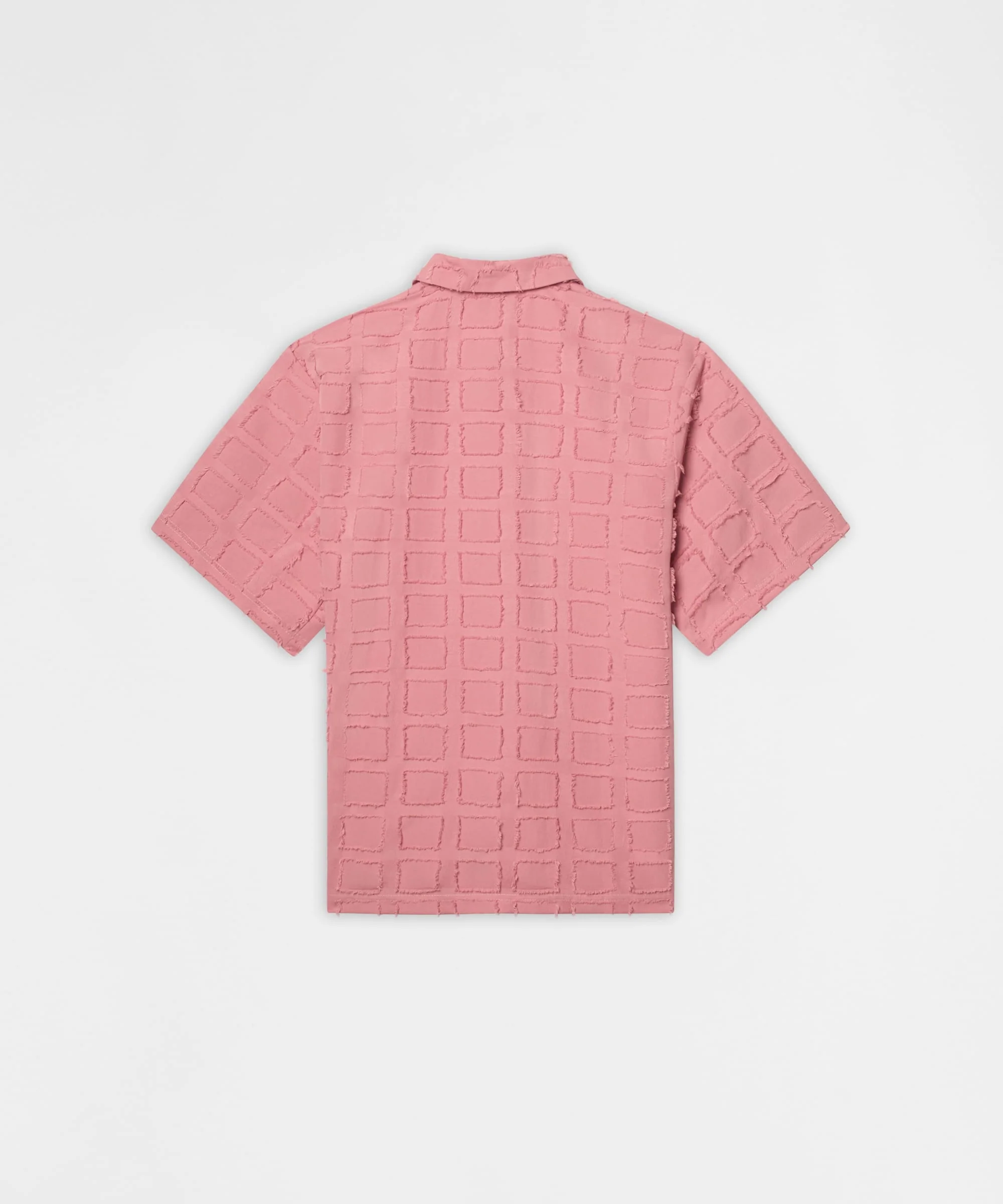 Textured Grid Pattern Button Down Shirt - Pink - Image 2