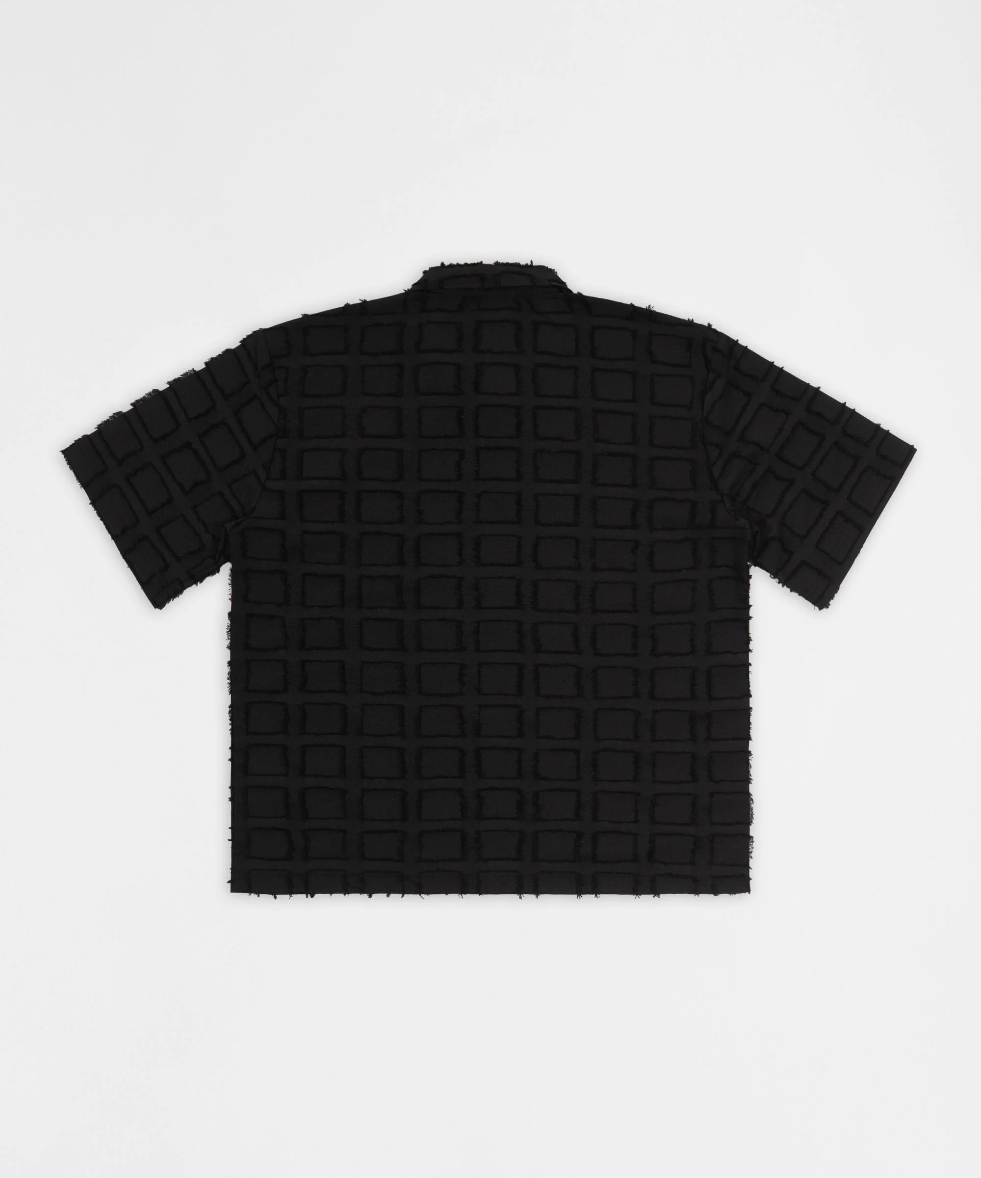 Textured Grid Pattern Button Down Shirt - Black - Image 2