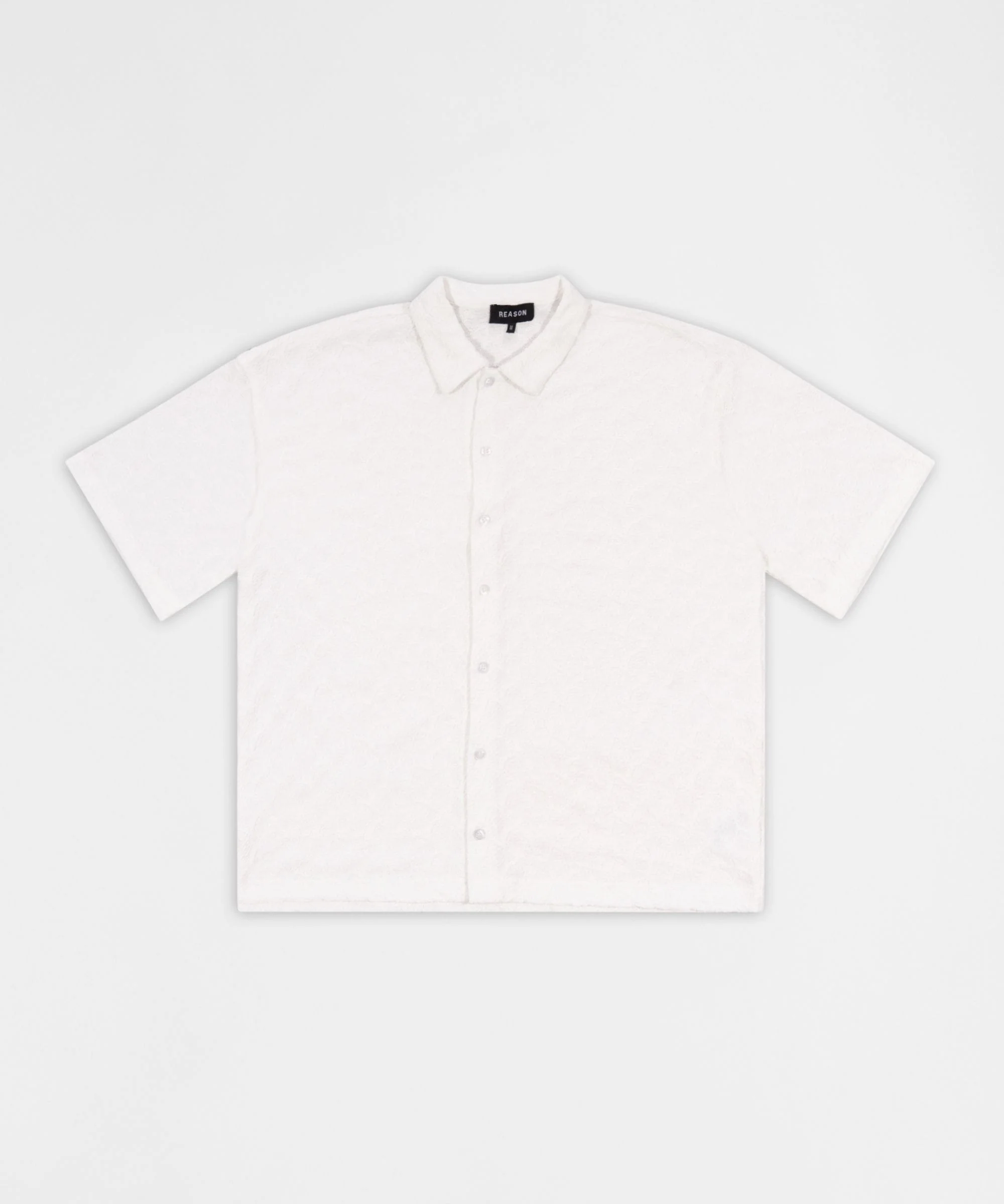Textured Honey Comb Button Down Shirt - White - Image 2