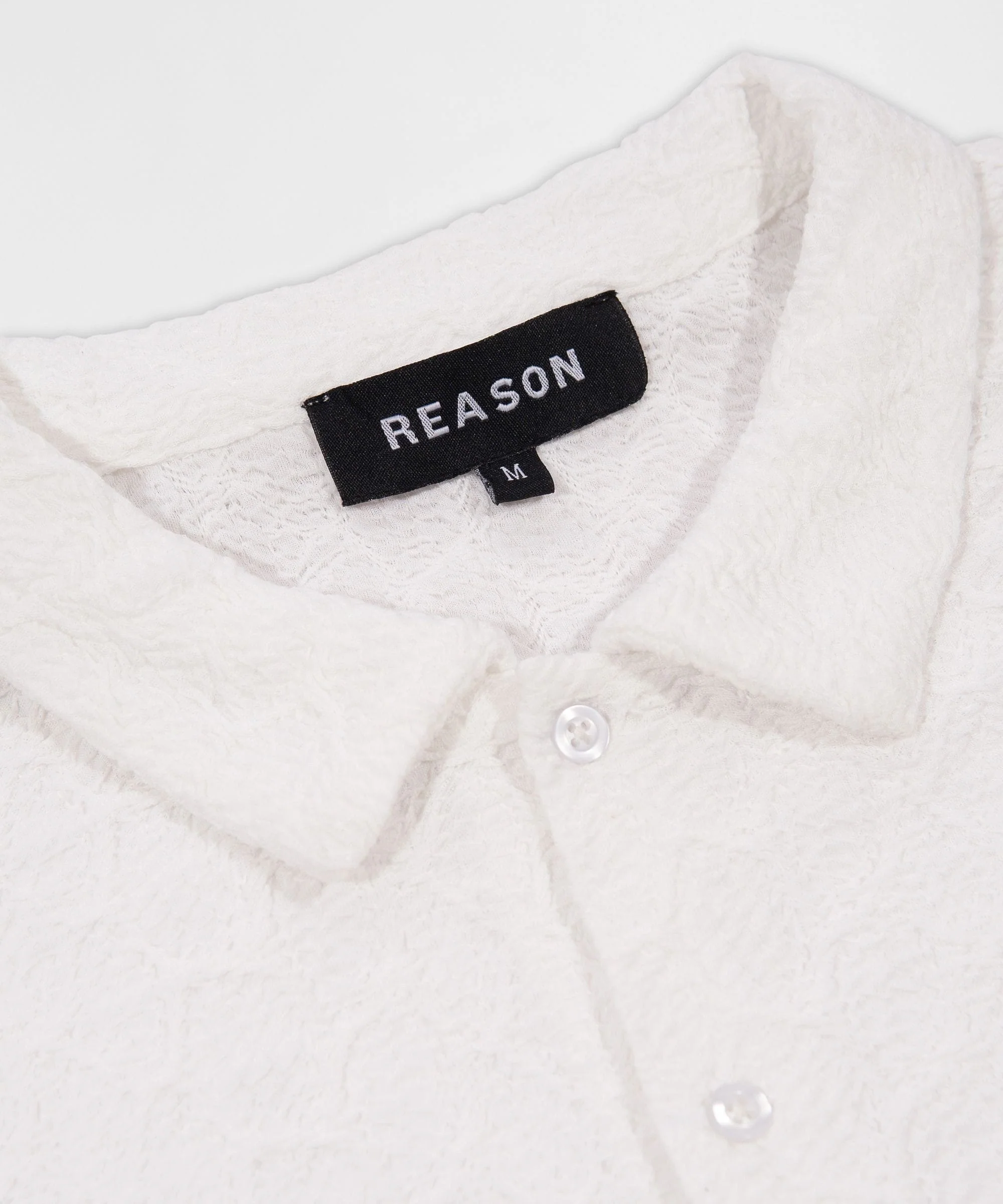 Textured Honey Comb Button Down Shirt - White - Image 4