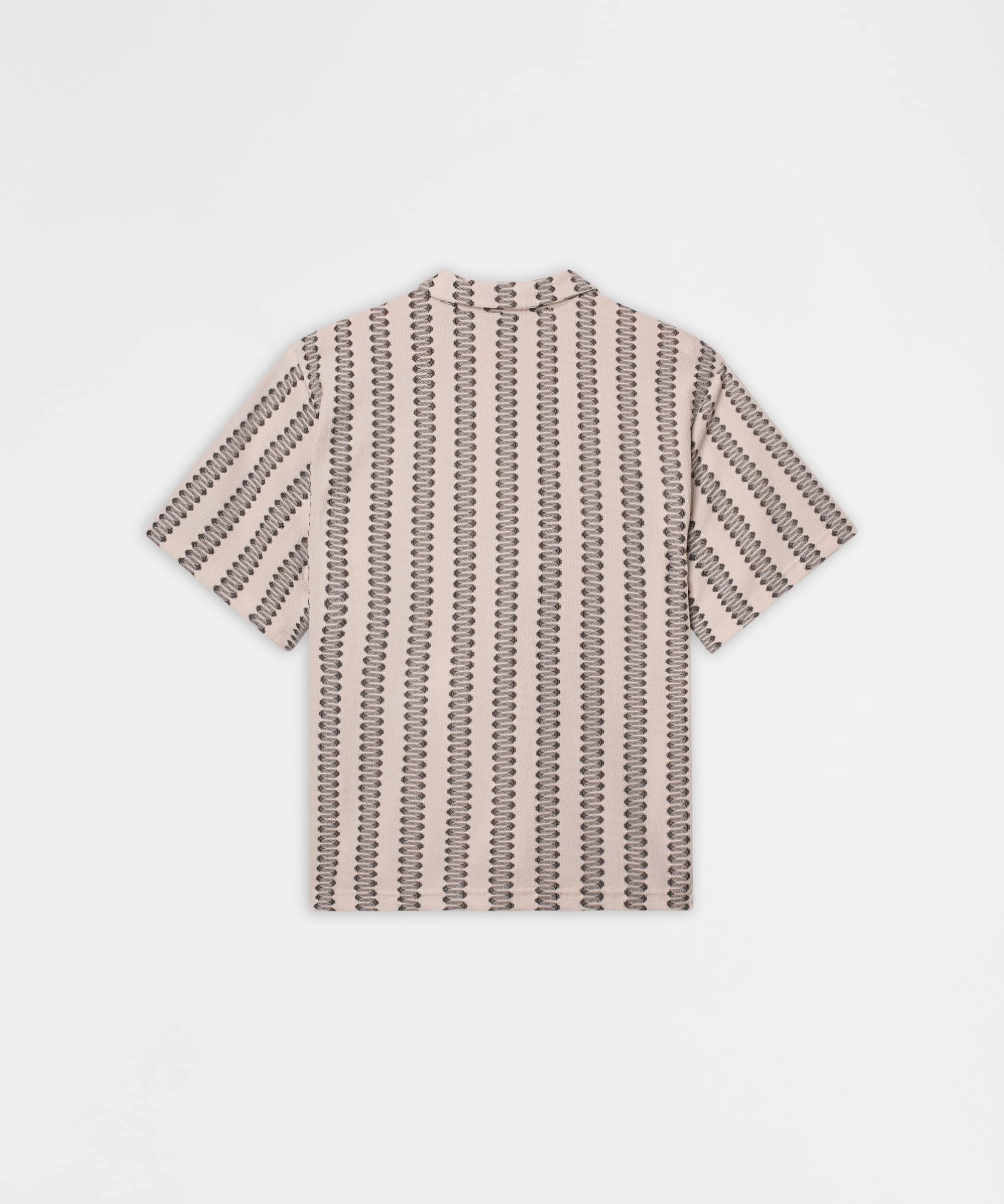 Textured Streamlined Button Down Shirt - Grey White - Image 2