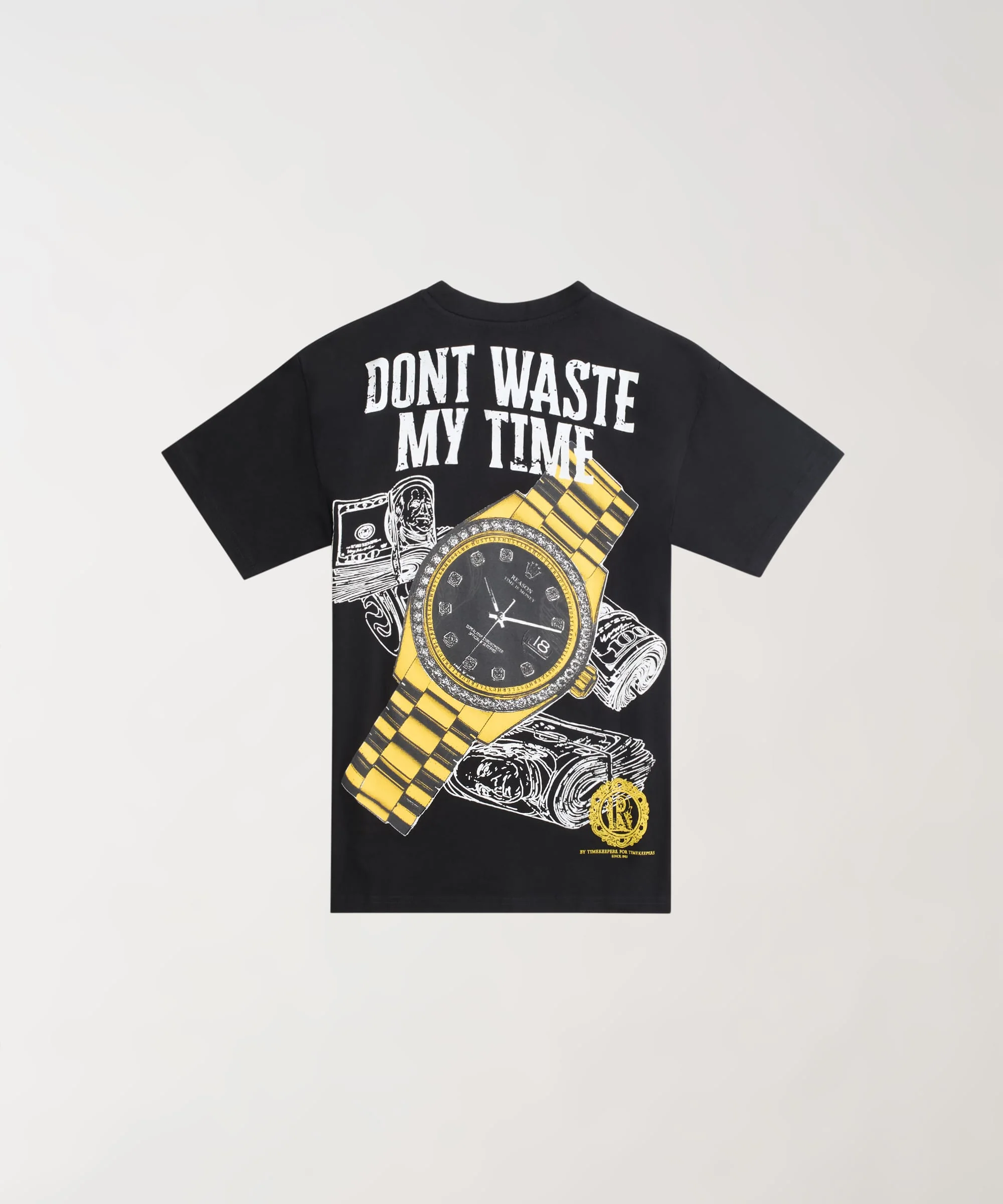 Time Is Money Rhinestone Short Sleeve Tee - Black