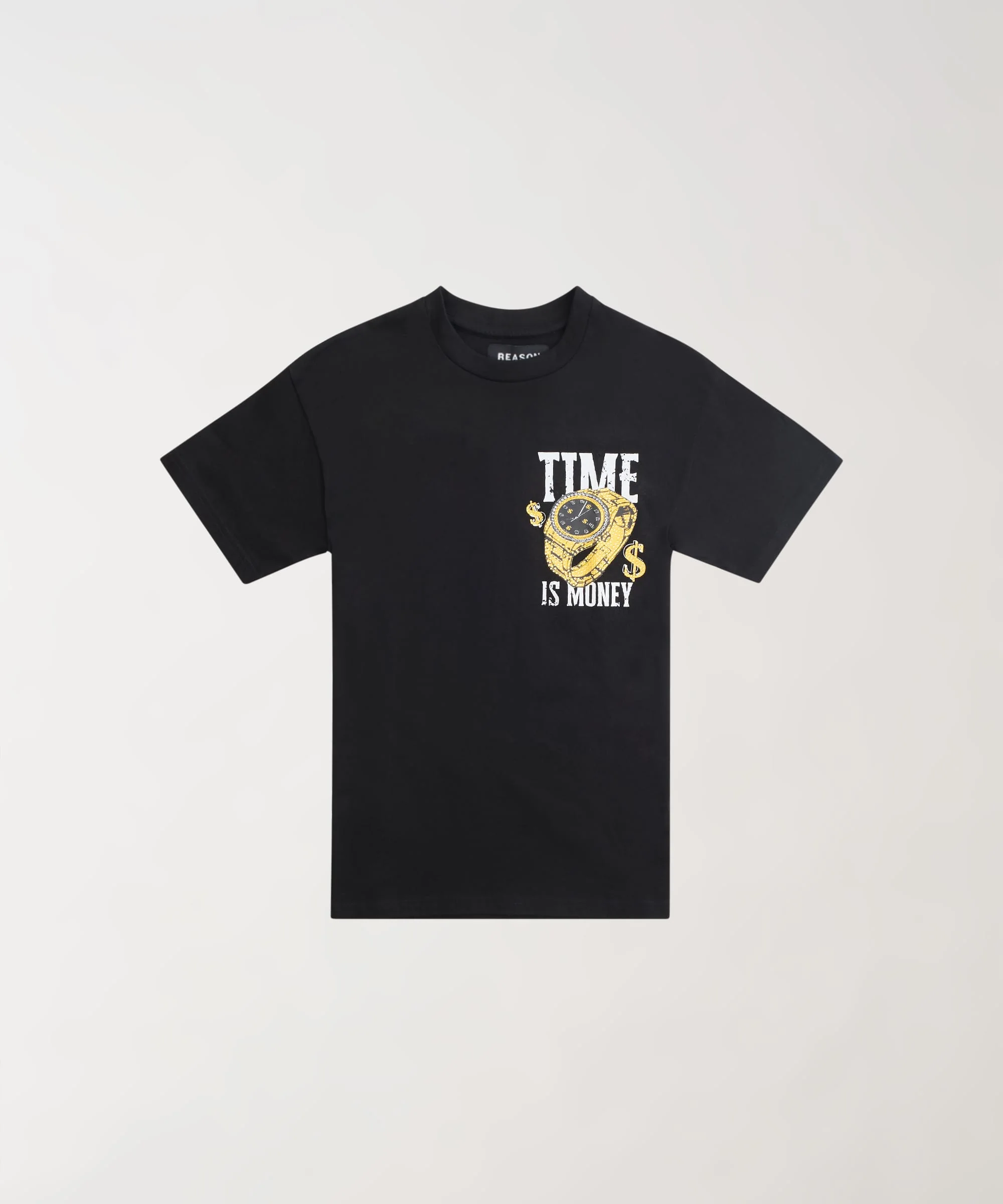 Time Is Money Rhinestone Short Sleeve Tee - Black - Image 2