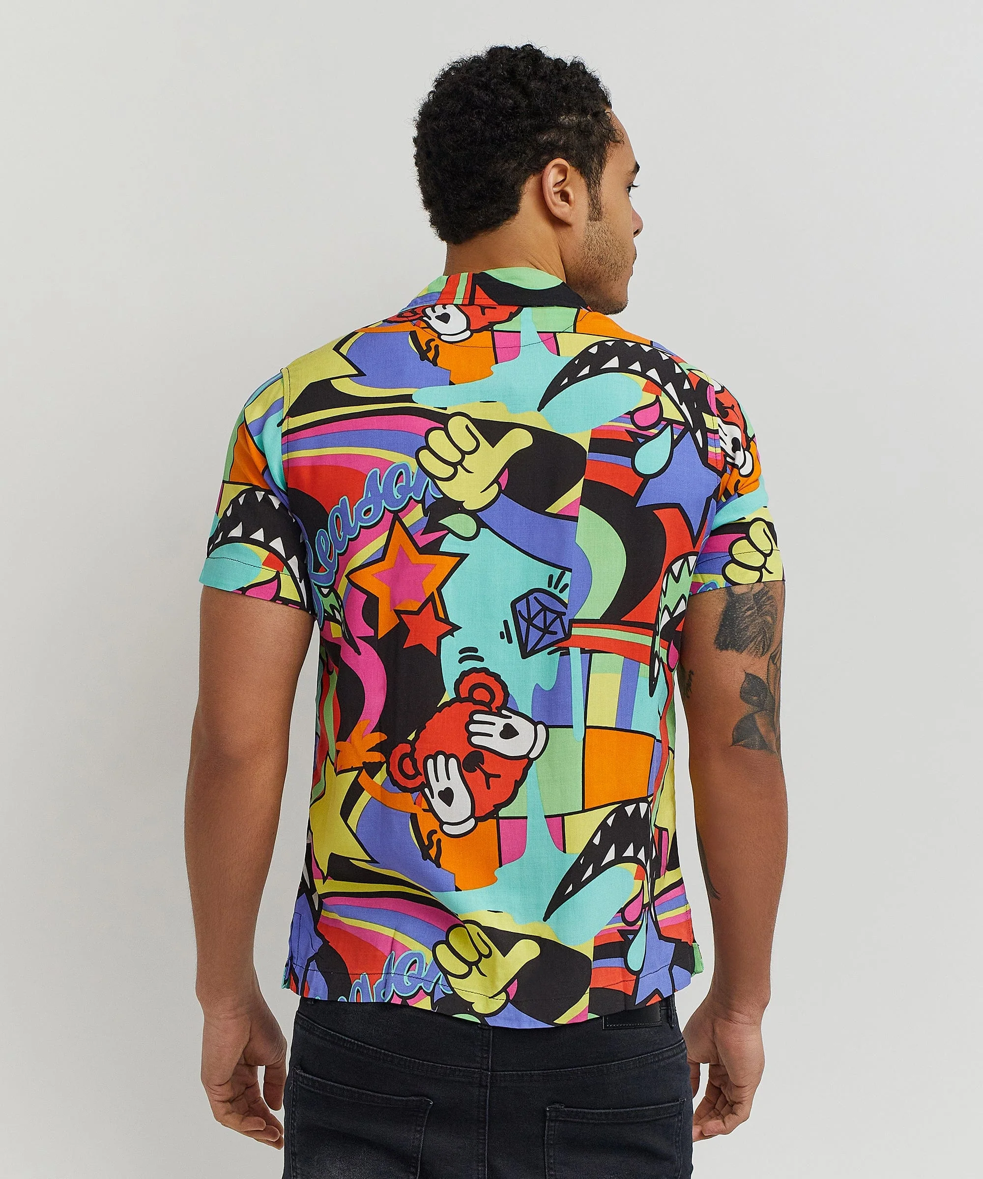 Trippy Star Allover Print Short Sleeve Shirt - Image 6