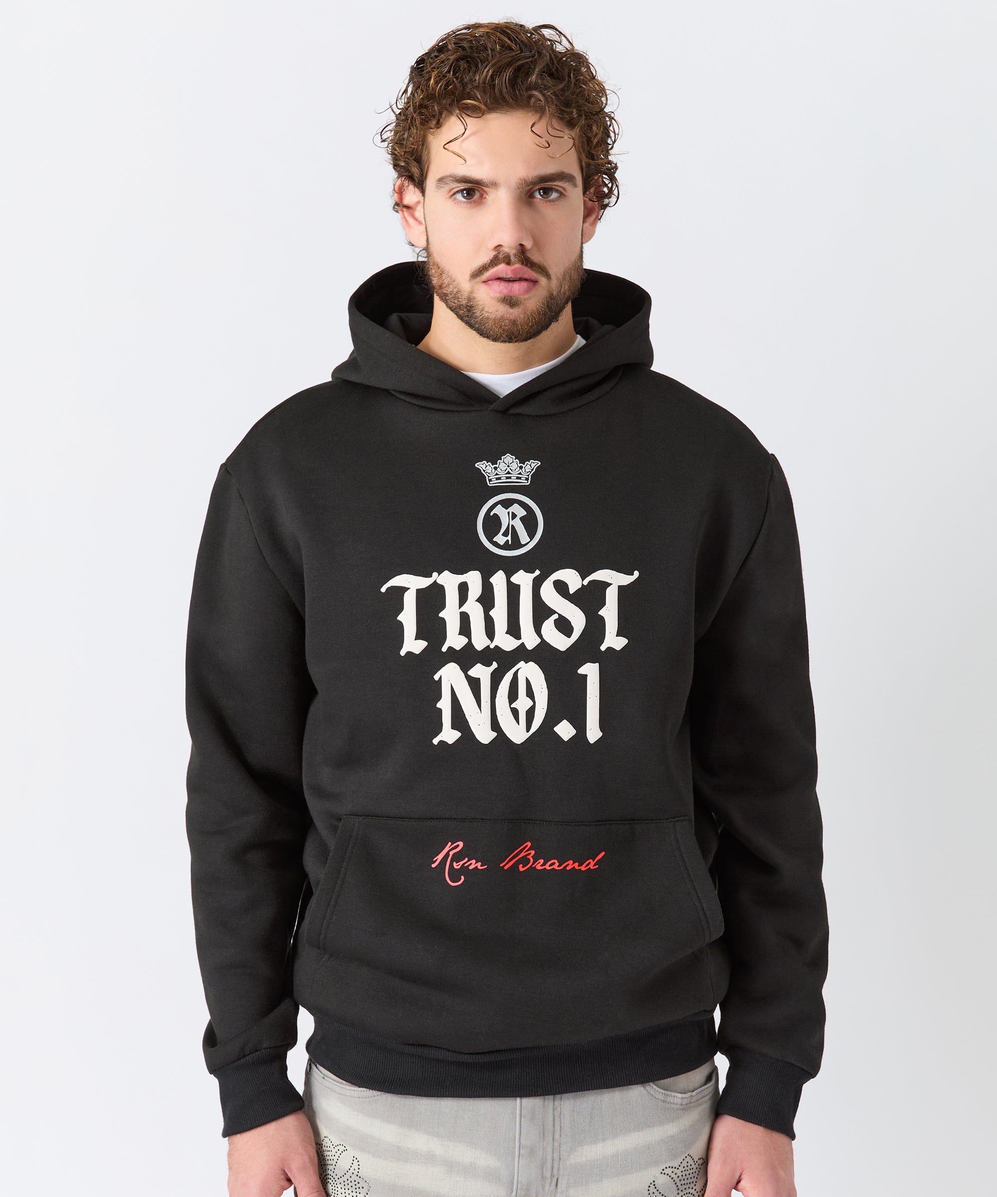 Trust No 1 Front And Back Print Hoodie - Black - Image 7