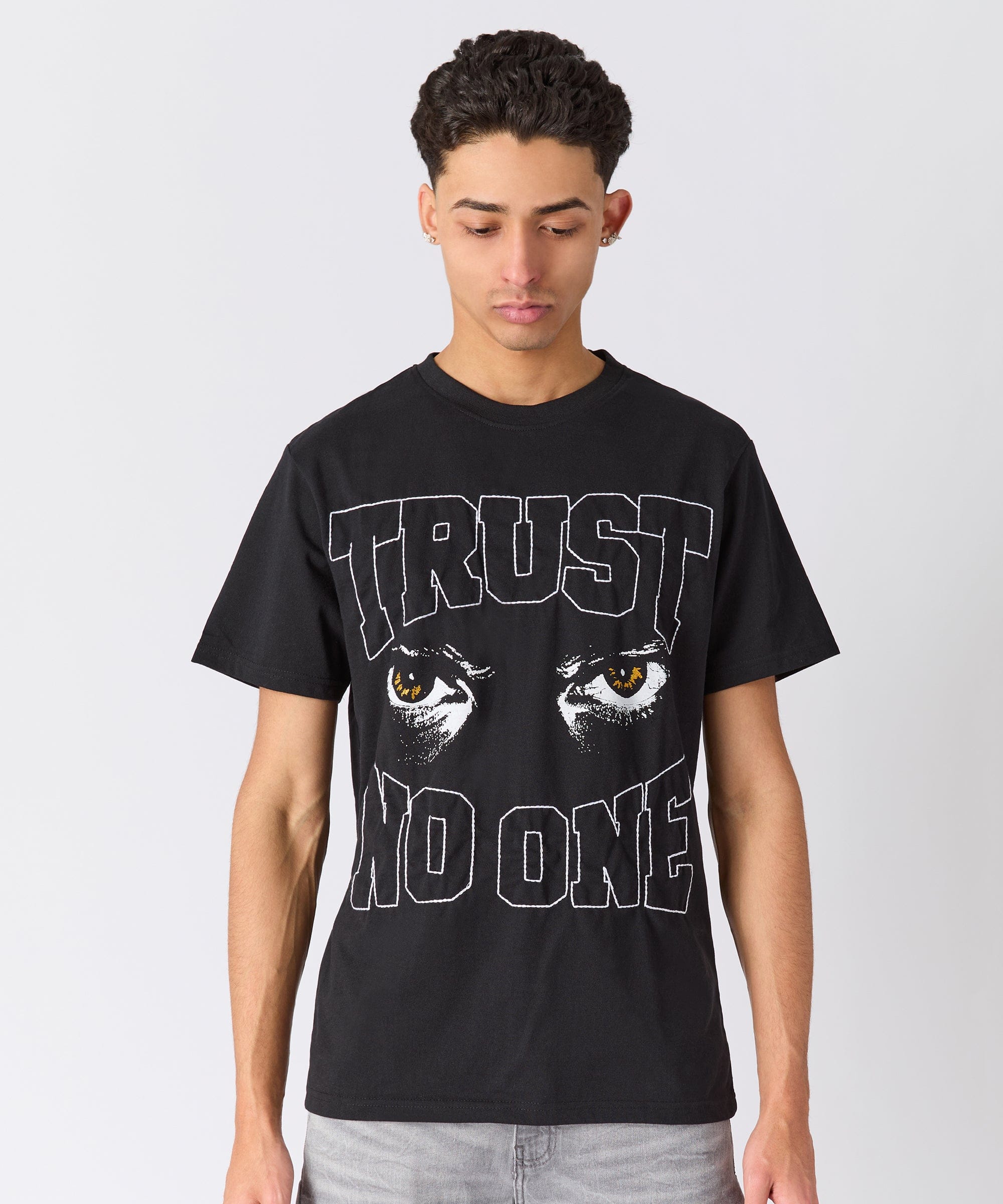 Trust No One Patched Short Sleeve Tee - Black - Image 2