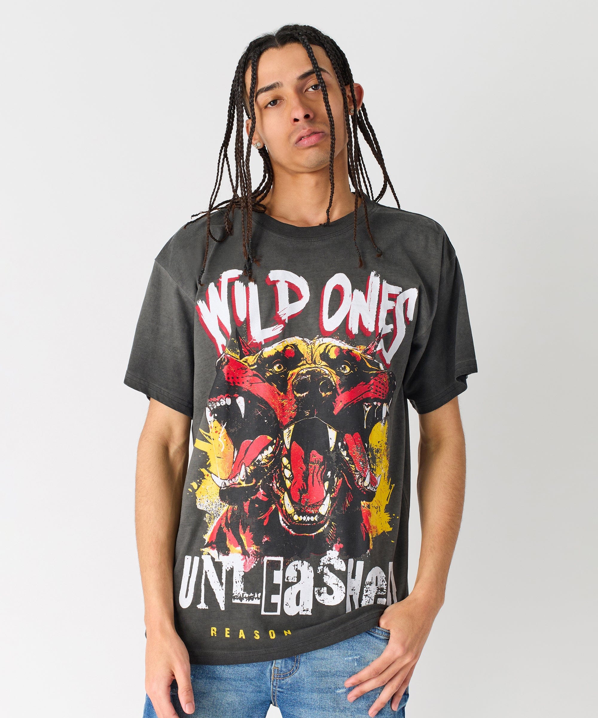 Unleashed Washed Short Sleeve Tee - Charcoal - Image 2